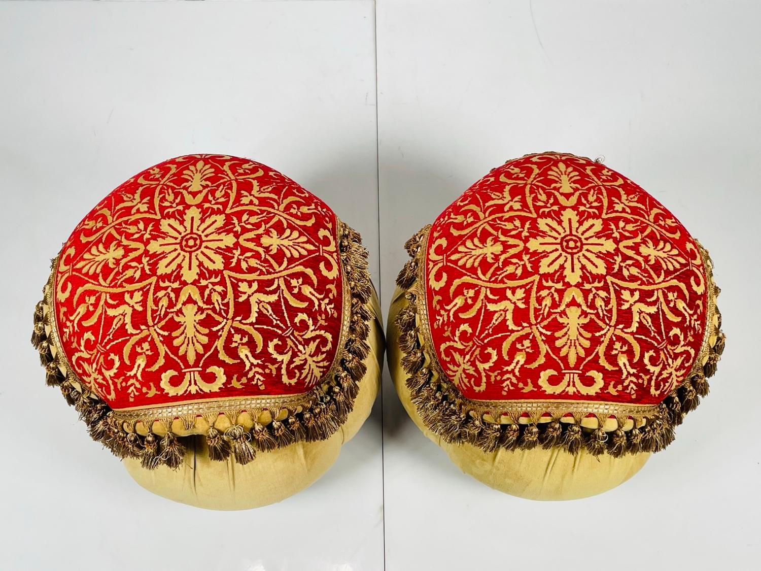 Islamic Middle Eastern Style Poufs with Tassels, Usa 1970s