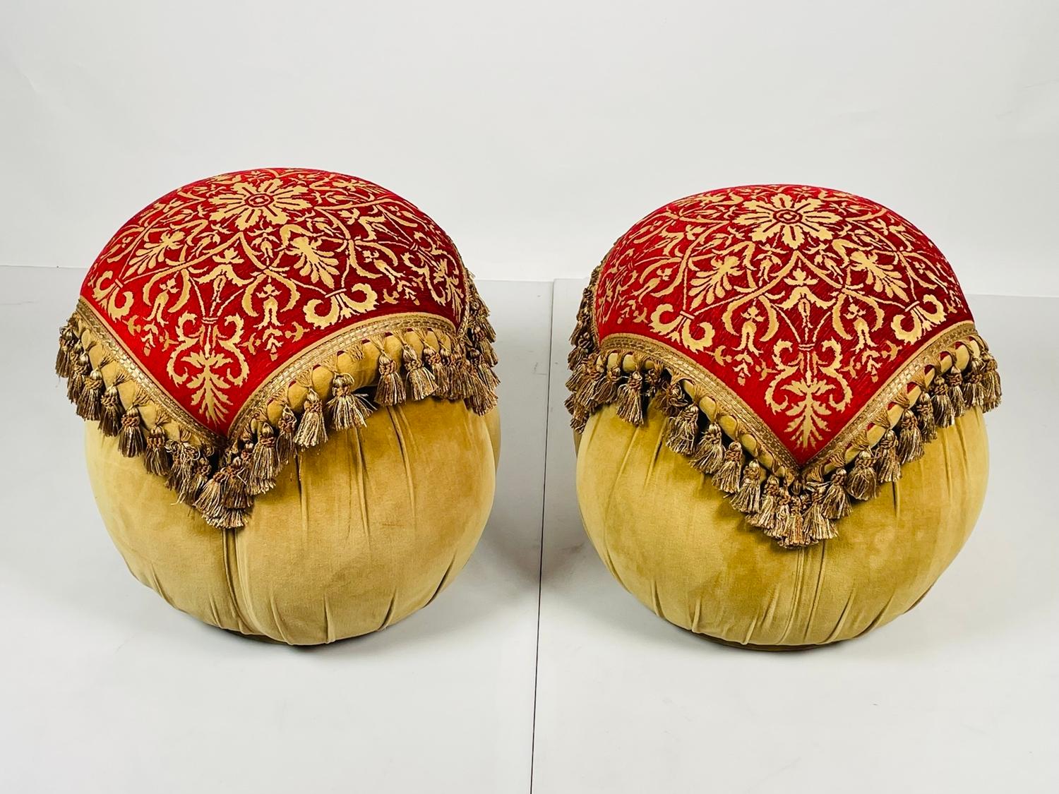 Middle Eastern Style Poufs with Tassels, Usa 1970s In Good Condition In Los Angeles, CA