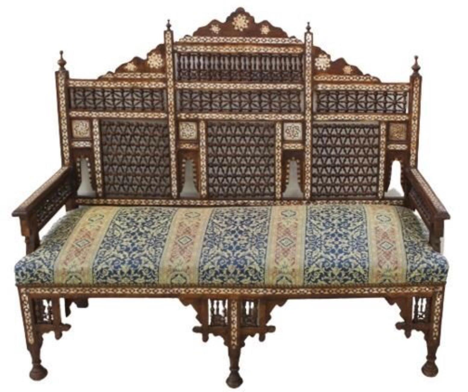 Inlay Middle Eastern Syrian Inlaid Settee