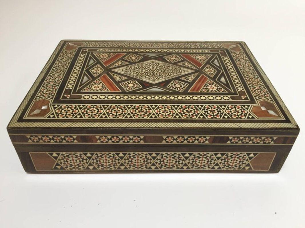 Moorish Middle Eastern Syrian Inlay Jewelry Box For Sale