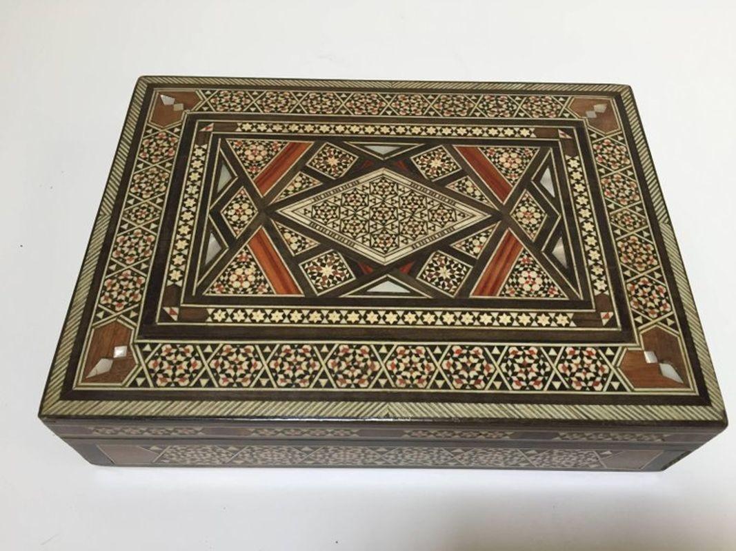Hand-Crafted Middle Eastern Syrian Inlay Jewelry Box For Sale