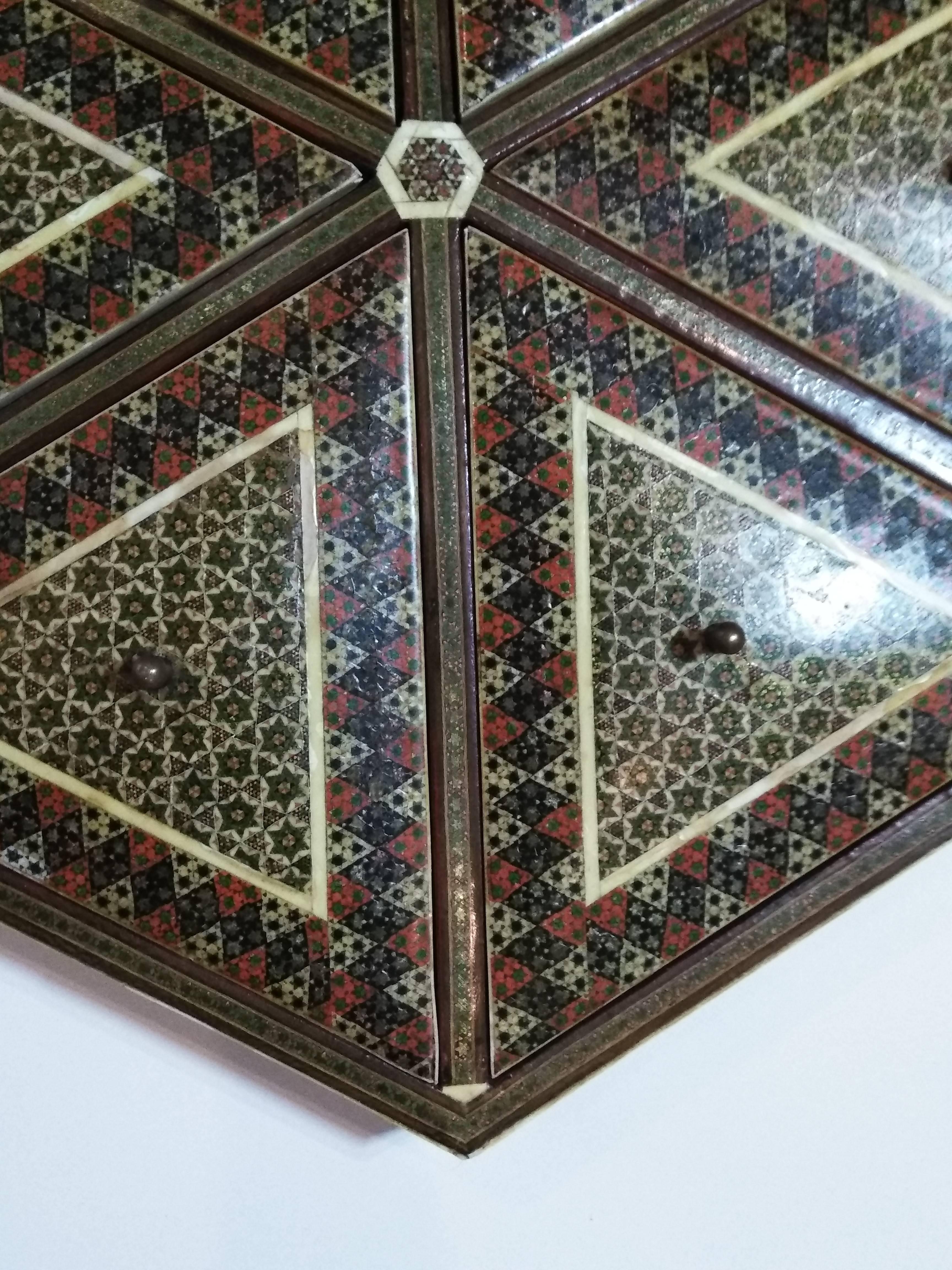 19th Century Middle Eastern Syrian Inlay Marquetry Jewelry Box