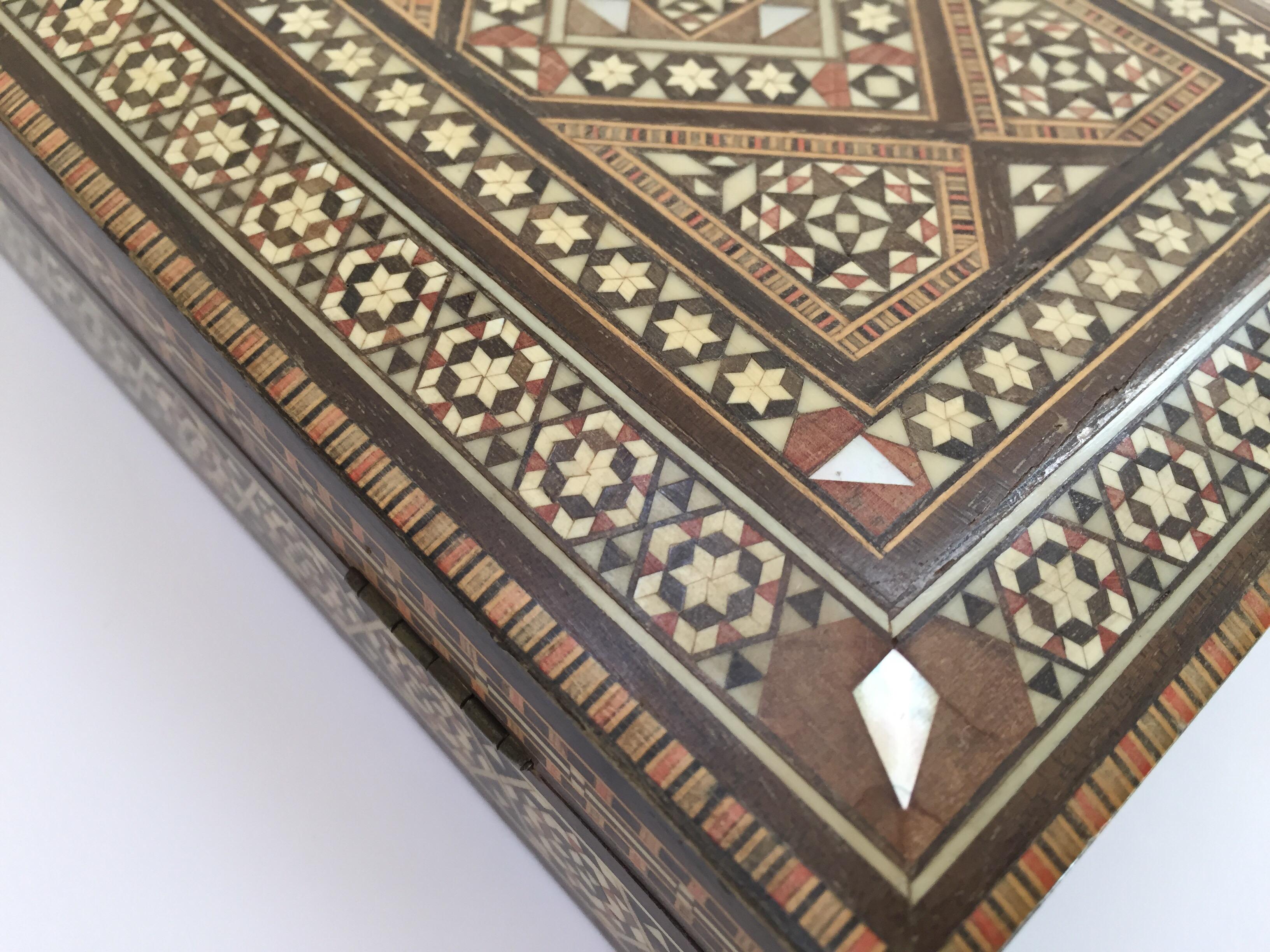 Marquetry Middle Eastern Syrian Micro Mosaic Khatam Inlaid Jewelry Box