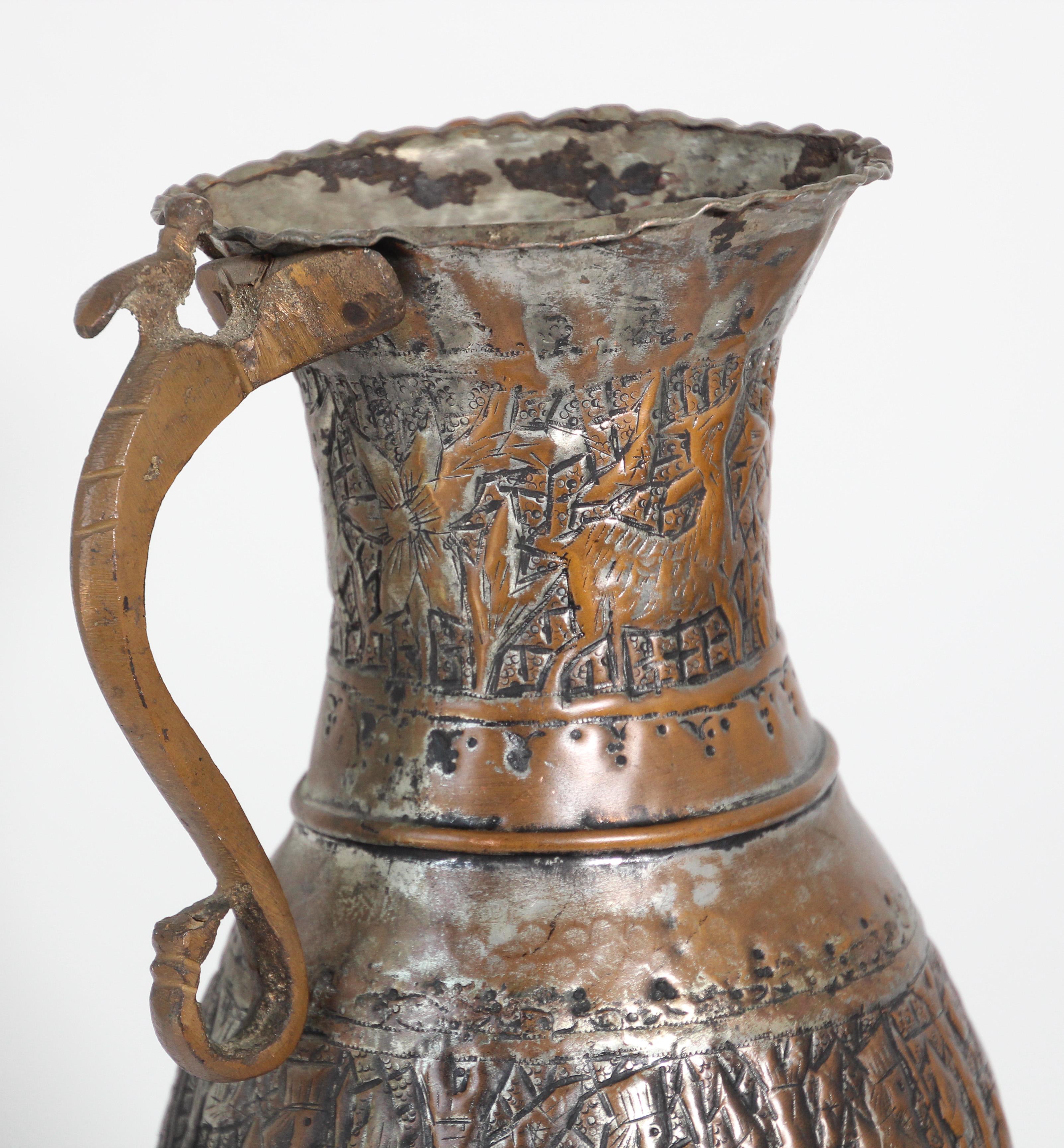 Hand-Crafted Middle Eastern Tinned Copper Coffee Pot, 19th Century For Sale