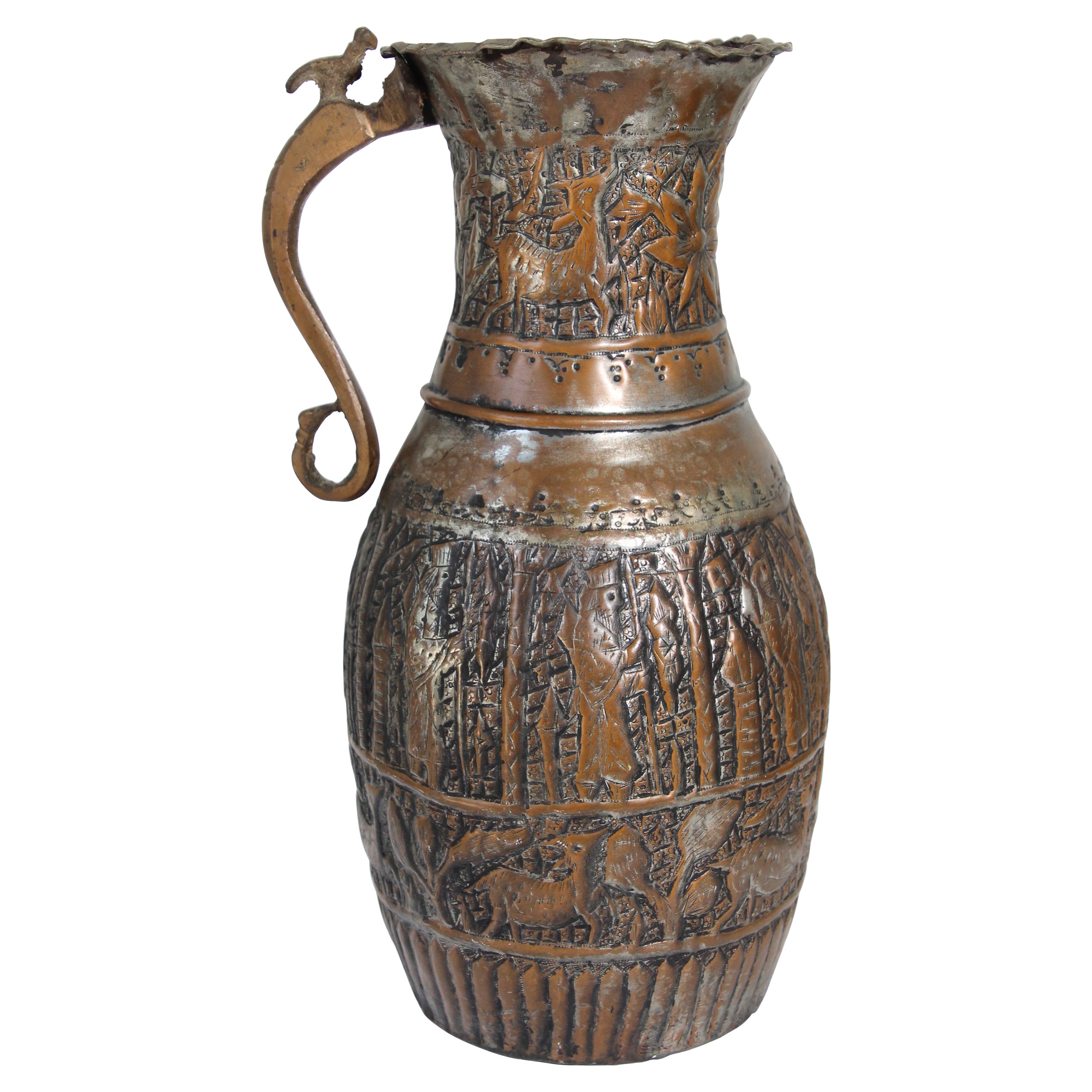 Cafetière en cuivre teinté du Moyen-Orient, 19ème siècle