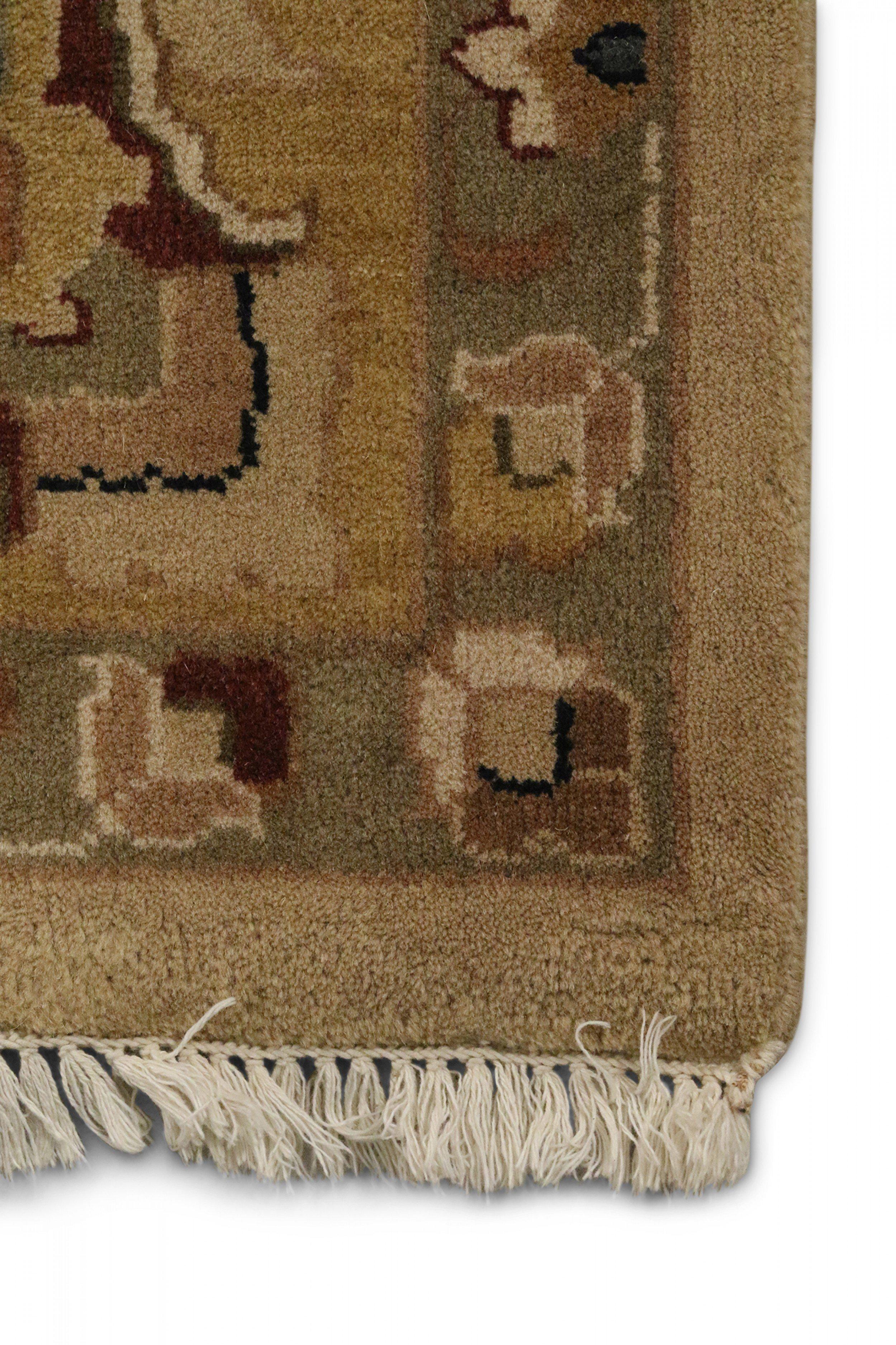 Middle Eastern Turkish Gold and Brown Patterned Area Rug For Sale 5