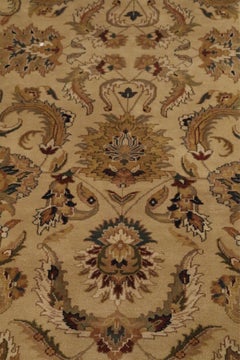 Middle Eastern Turkish Gold and Brown Patterned Area Rug