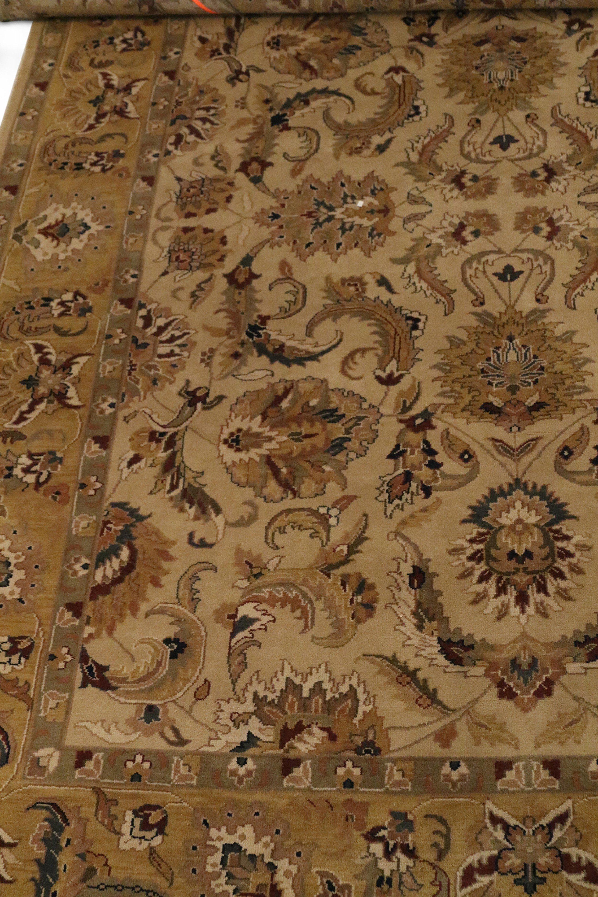 20th Century Middle Eastern Turkish Gold and Brown Patterned Area Rug For Sale