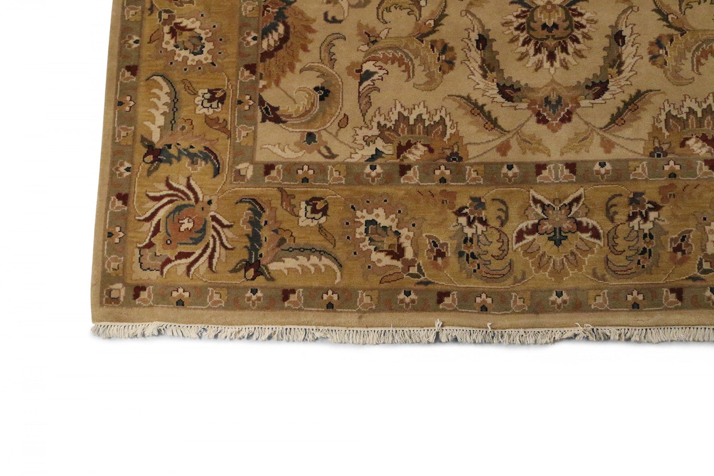 Middle Eastern Turkish Gold and Brown Patterned Area Rug For Sale 4