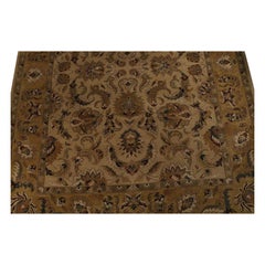 Middle Eastern Turkish Gold and Brown Patterned Area Rug