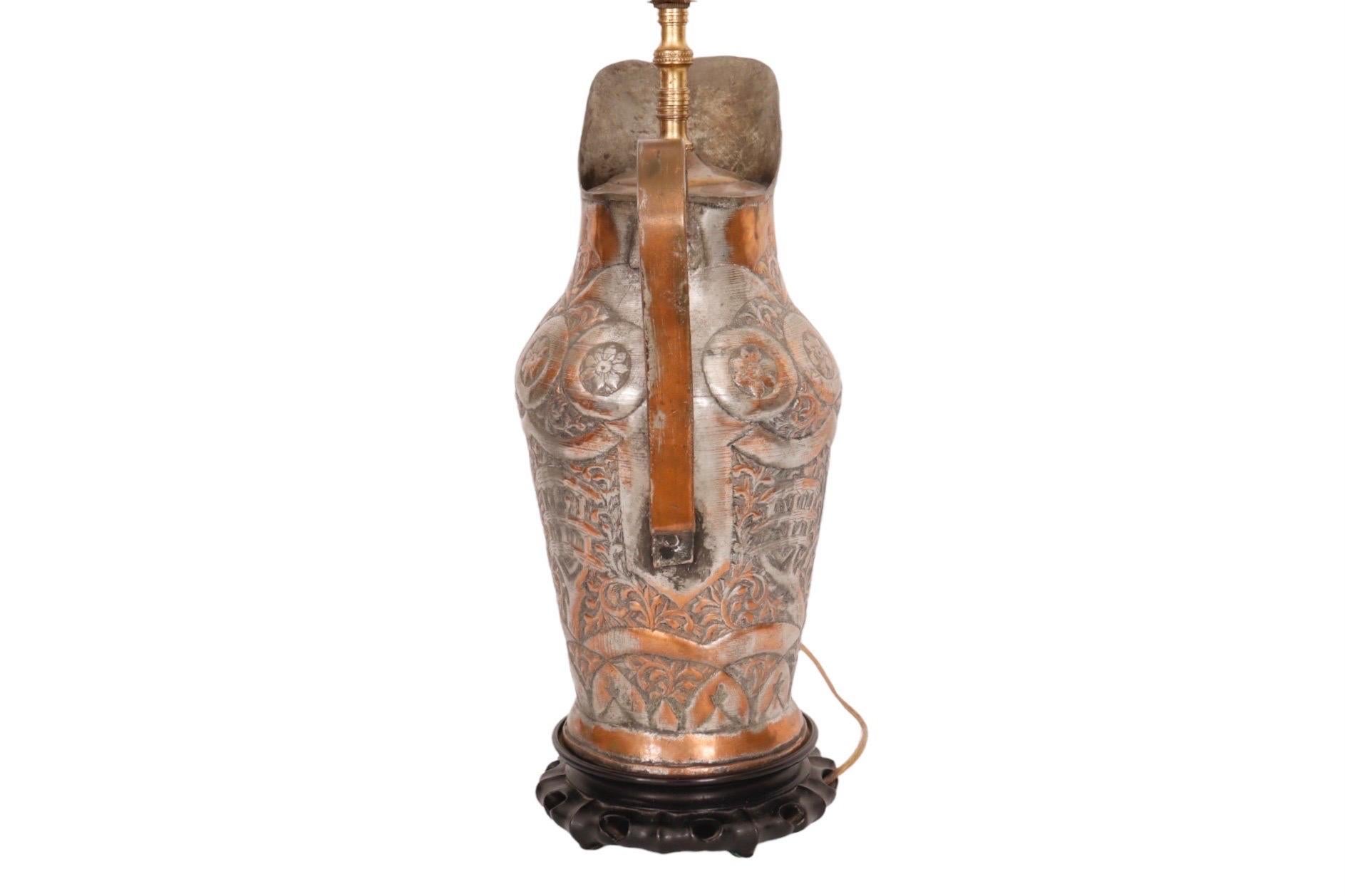Middle Eastern Water Pitcher Table Lamp For Sale 1