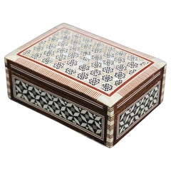 Vintage Middle Eastern White Mosaic Moorish Box