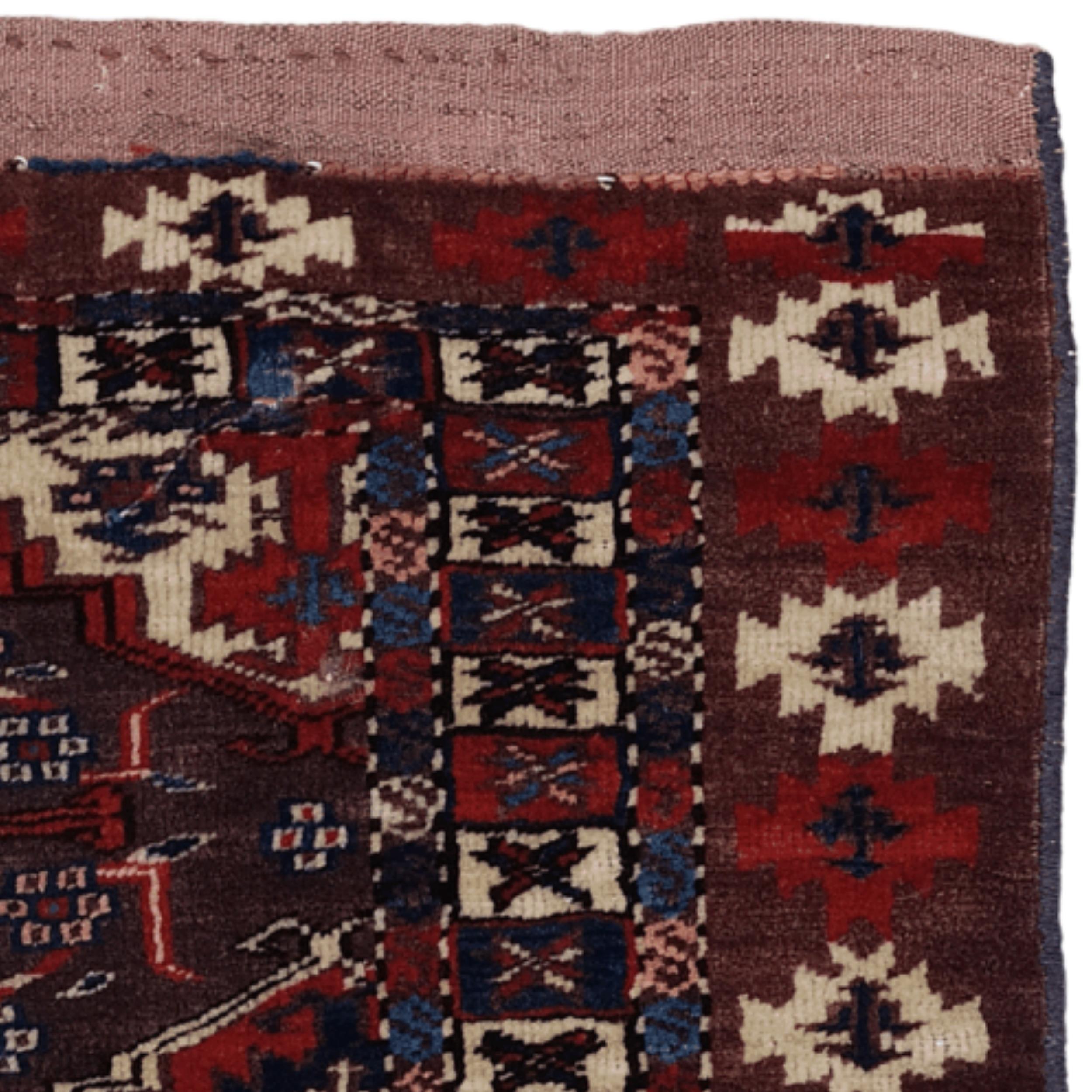 Noué à la main Milieu du XIXe siècle Asie centrale Turkmène Chodur Chuval en vente