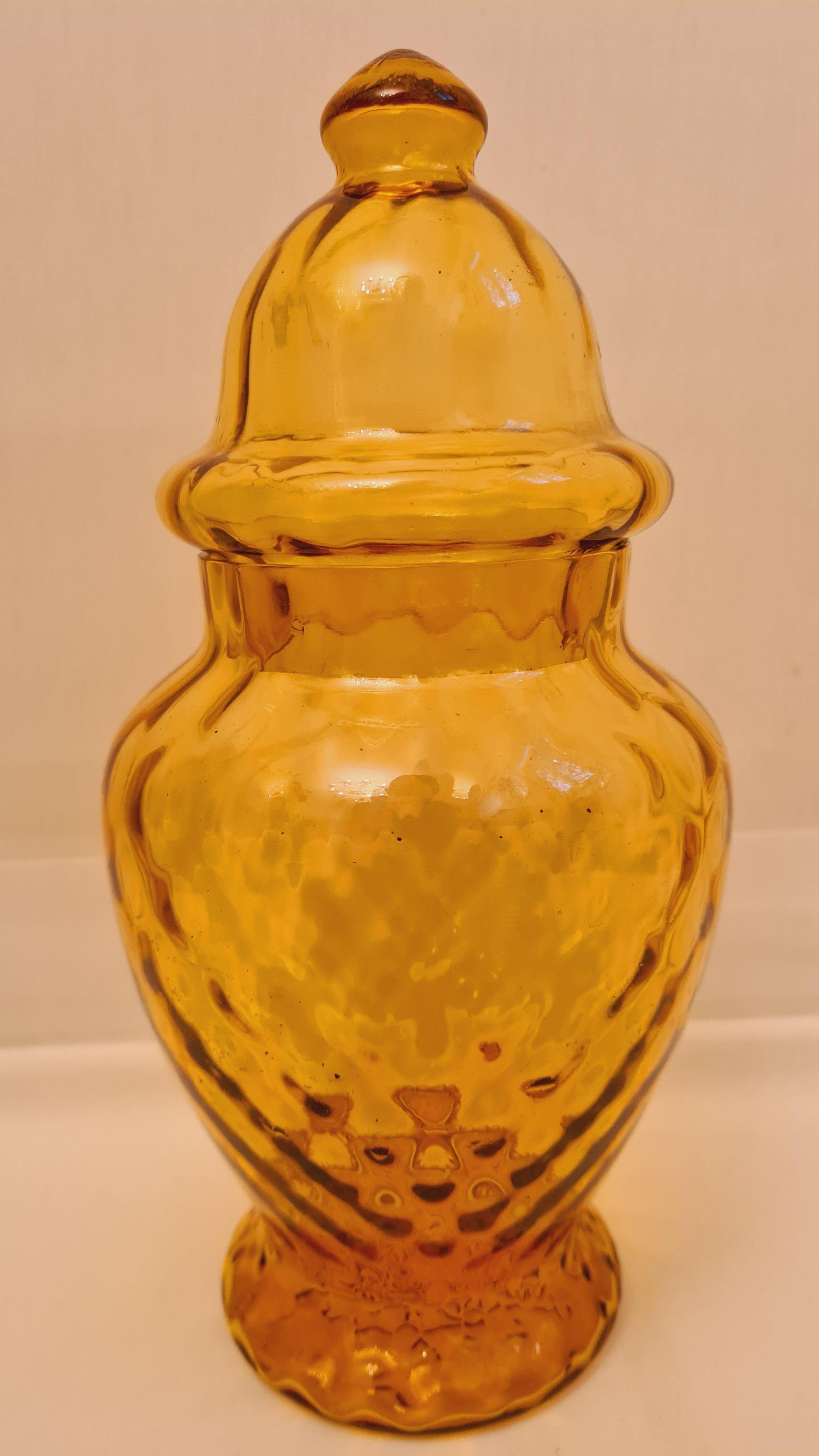 Beautiful middle of century Empoli optical dish, amber colour brilliant condition.