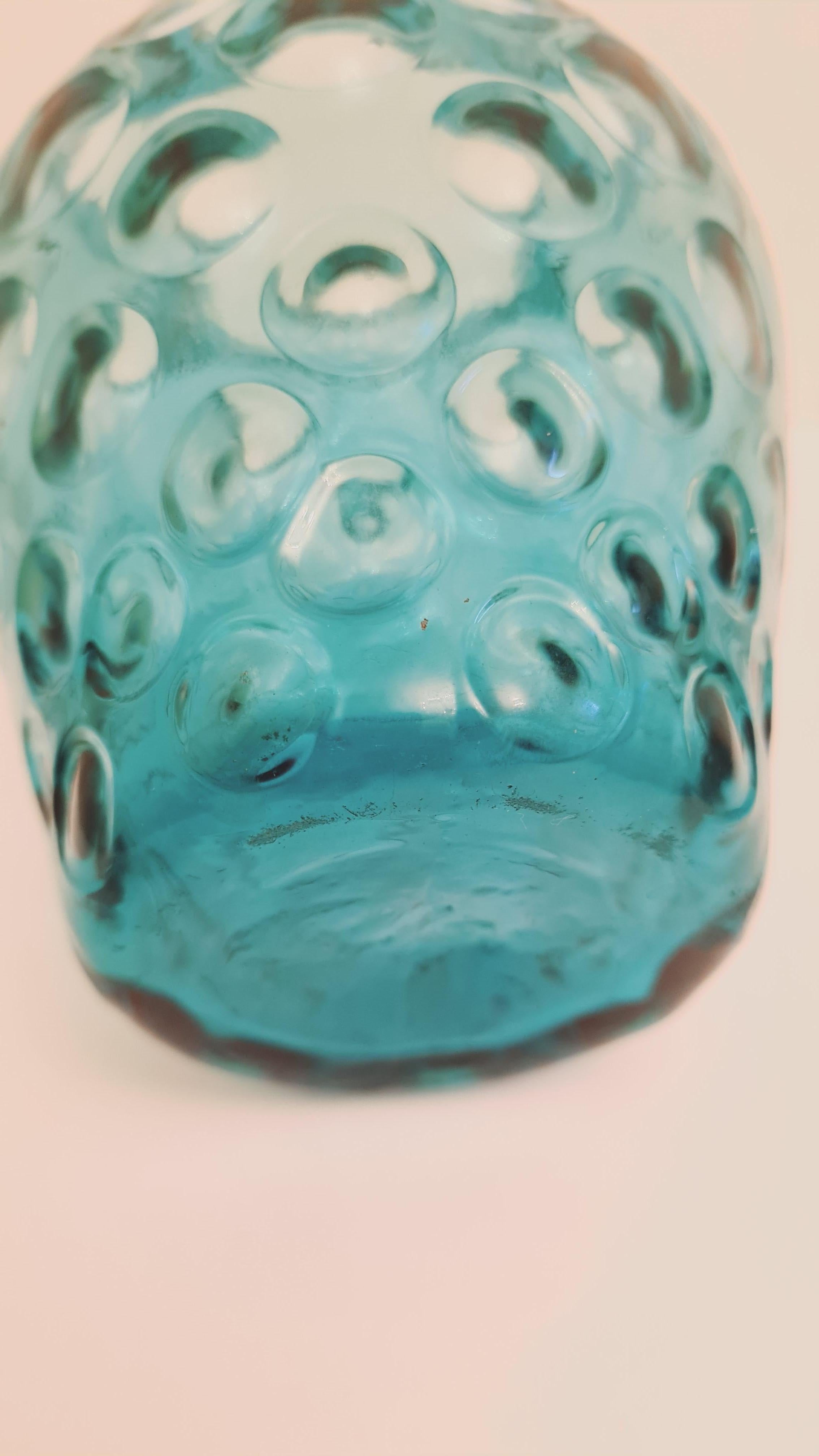 Art Deco Middle of Century Empoli Optical Glass Vase For Sale