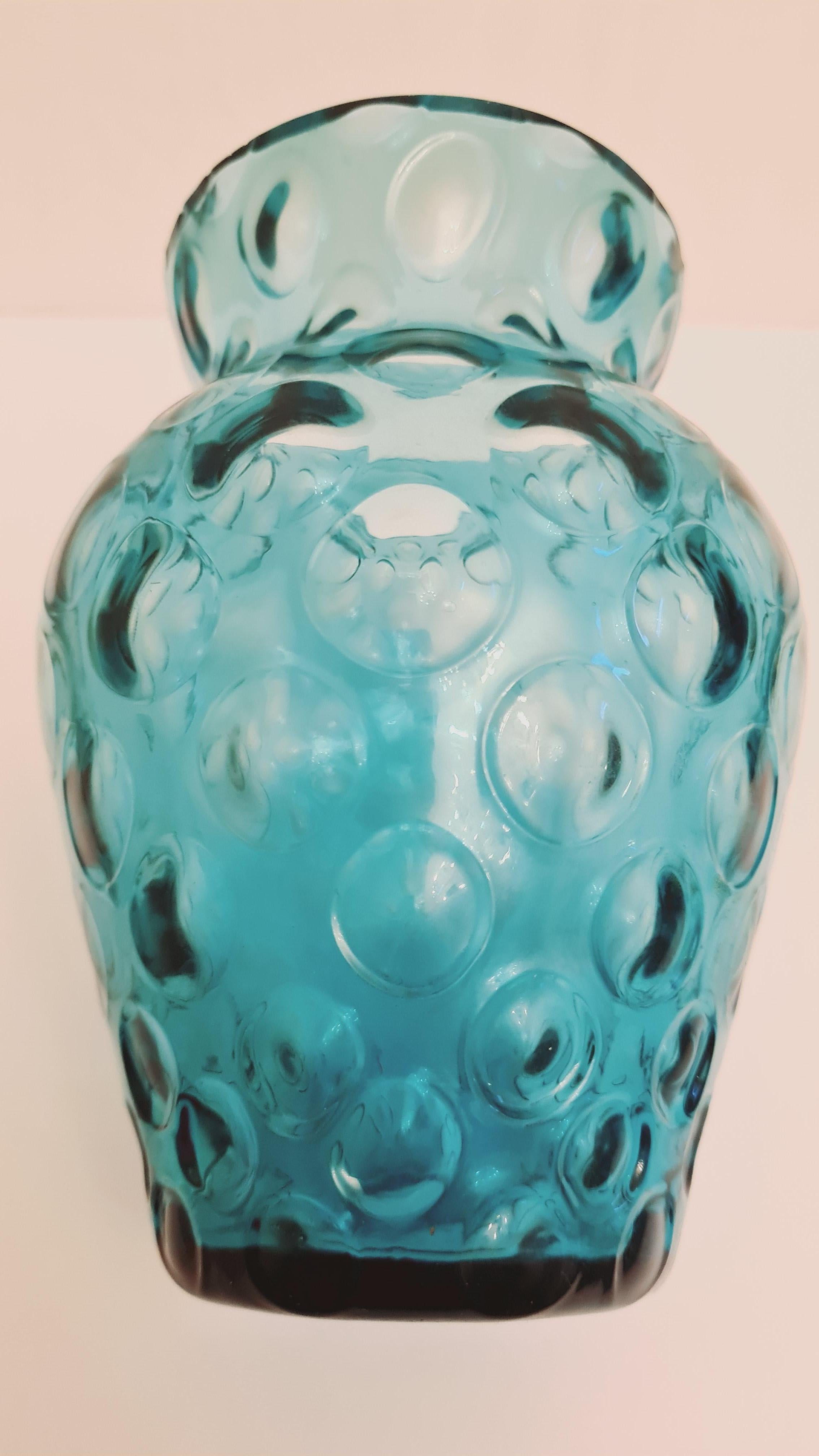 Italian Middle of Century Empoli Optical Glass Vase For Sale