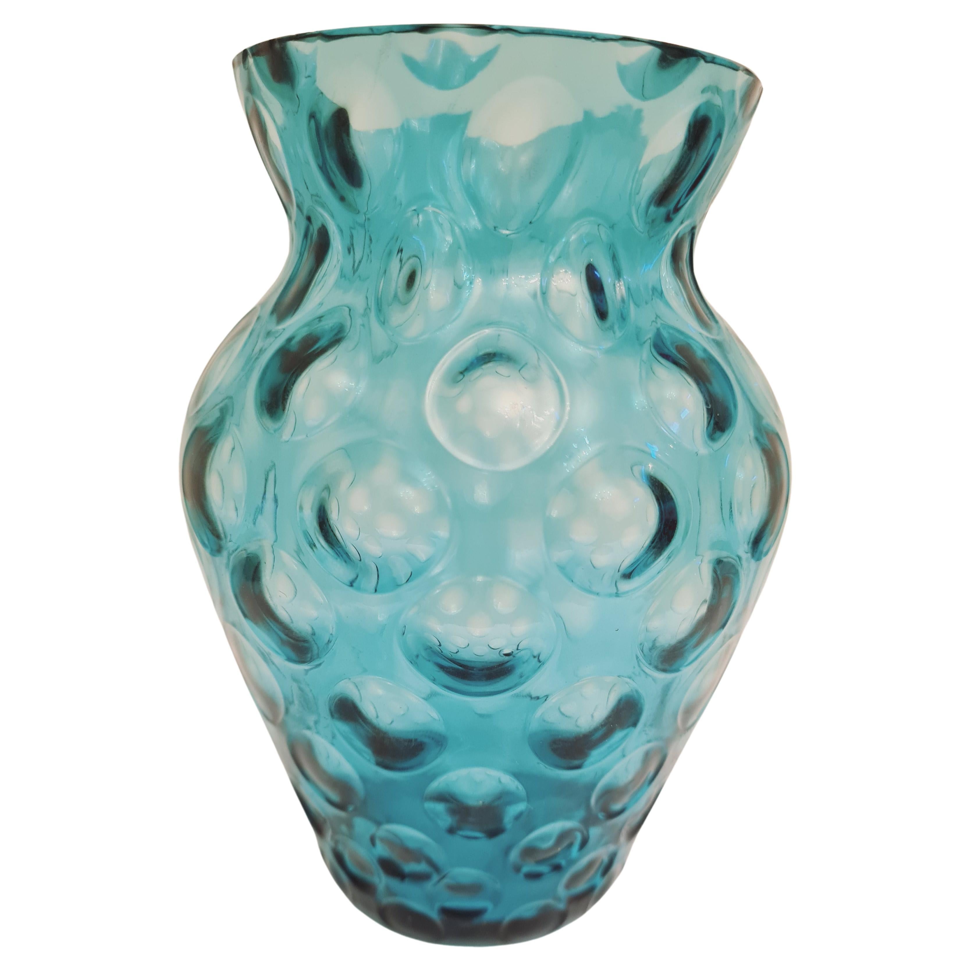 Middle of Century Empoli Optical Glass Vase For Sale