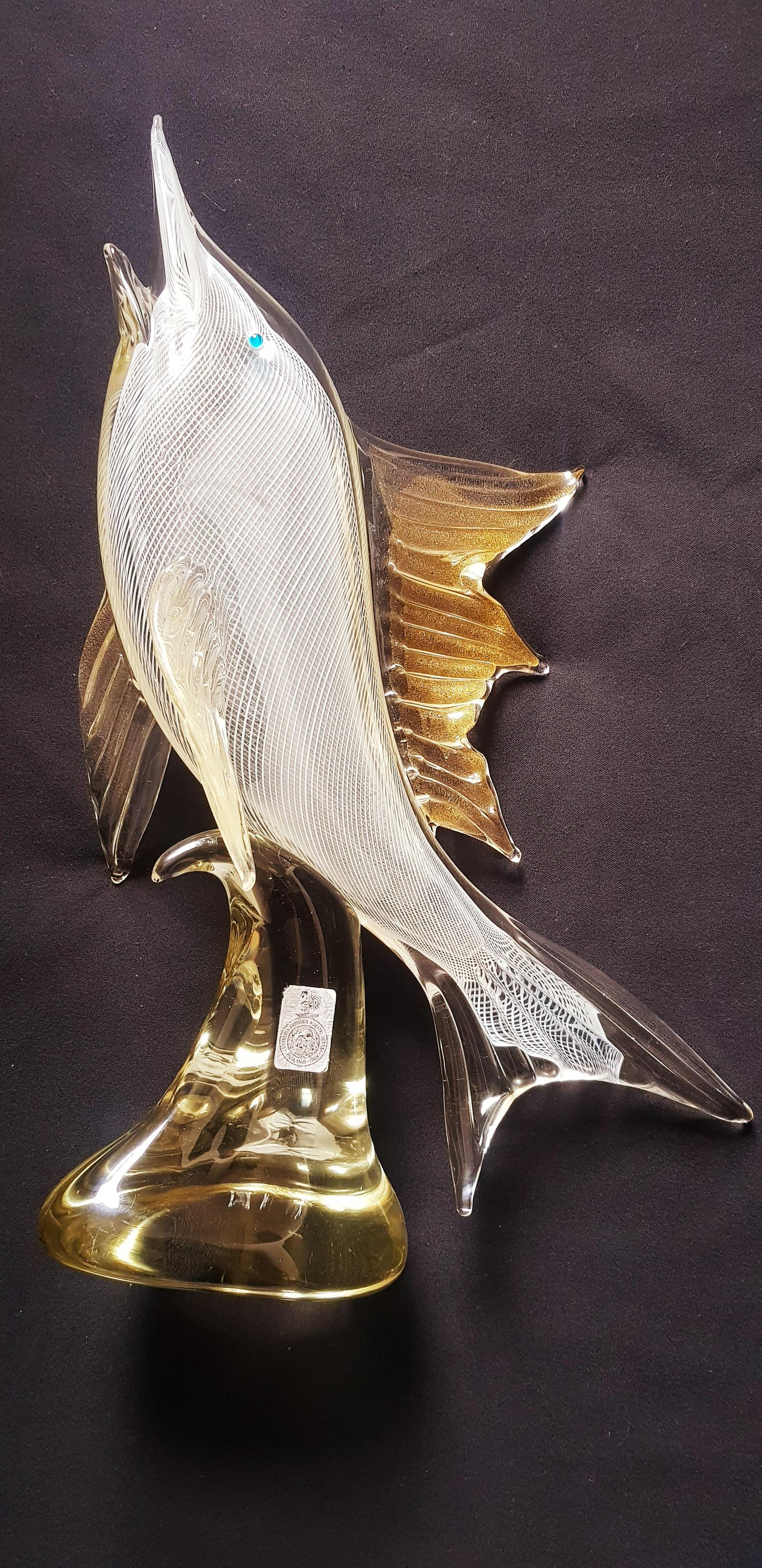 Dino Martens middle of century mezza Filligrana swordfish with gold leaf  For Sale 2