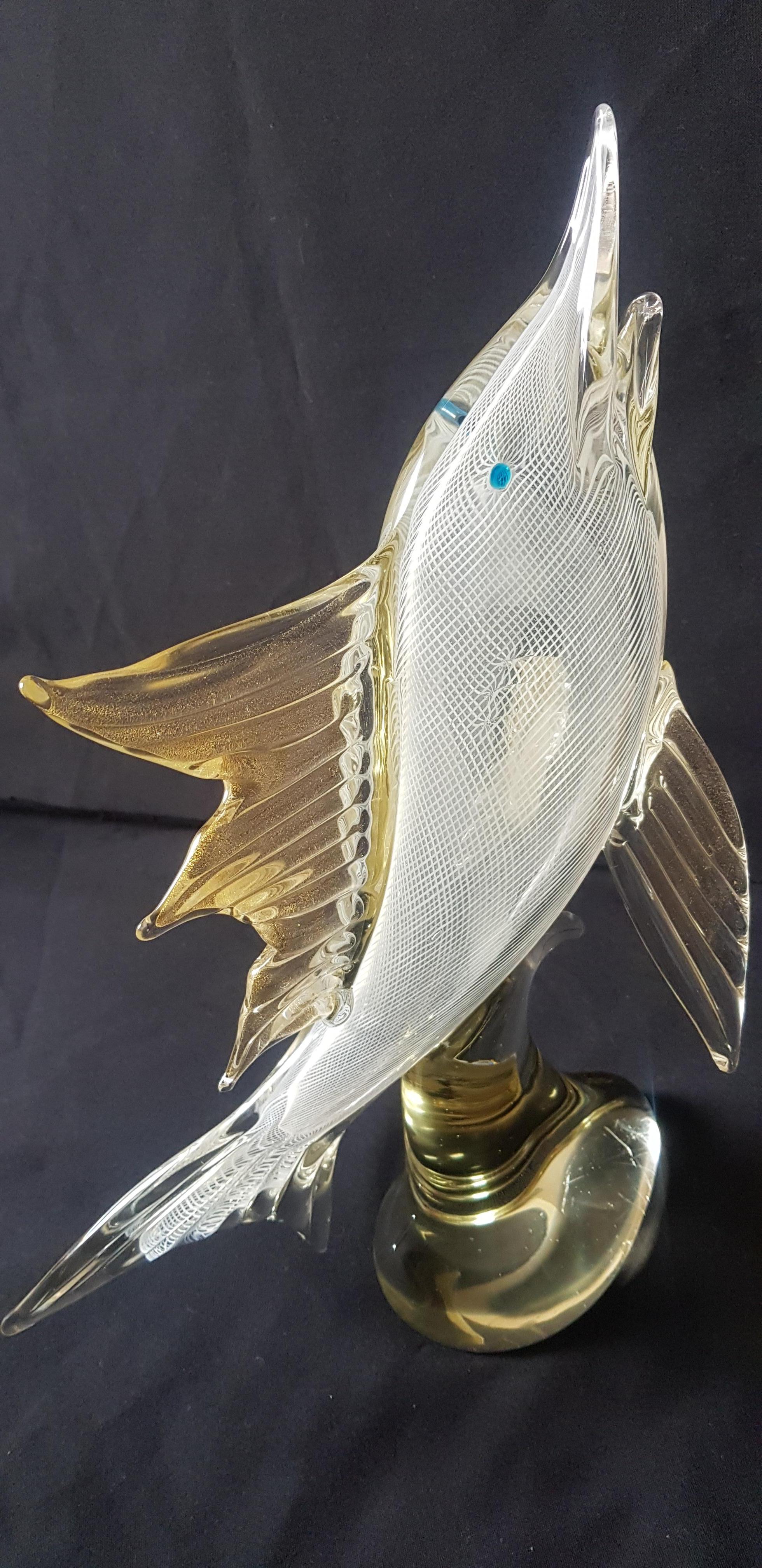 Dino Martens middle of century mezza Filligrana swordfish with gold leaf  For Sale 9