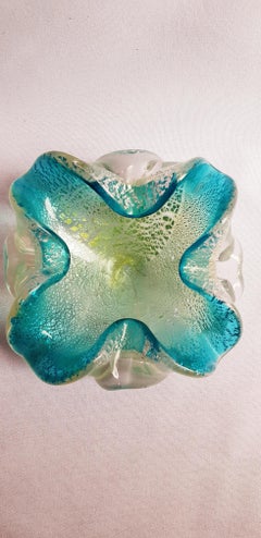 Middle of Century Murano Glass Centerpiece with Gold and Silver Leaf