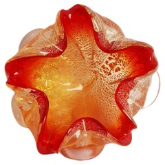 Middle of Century Murano Glass Centerpiece with Gold and Silver Leaf