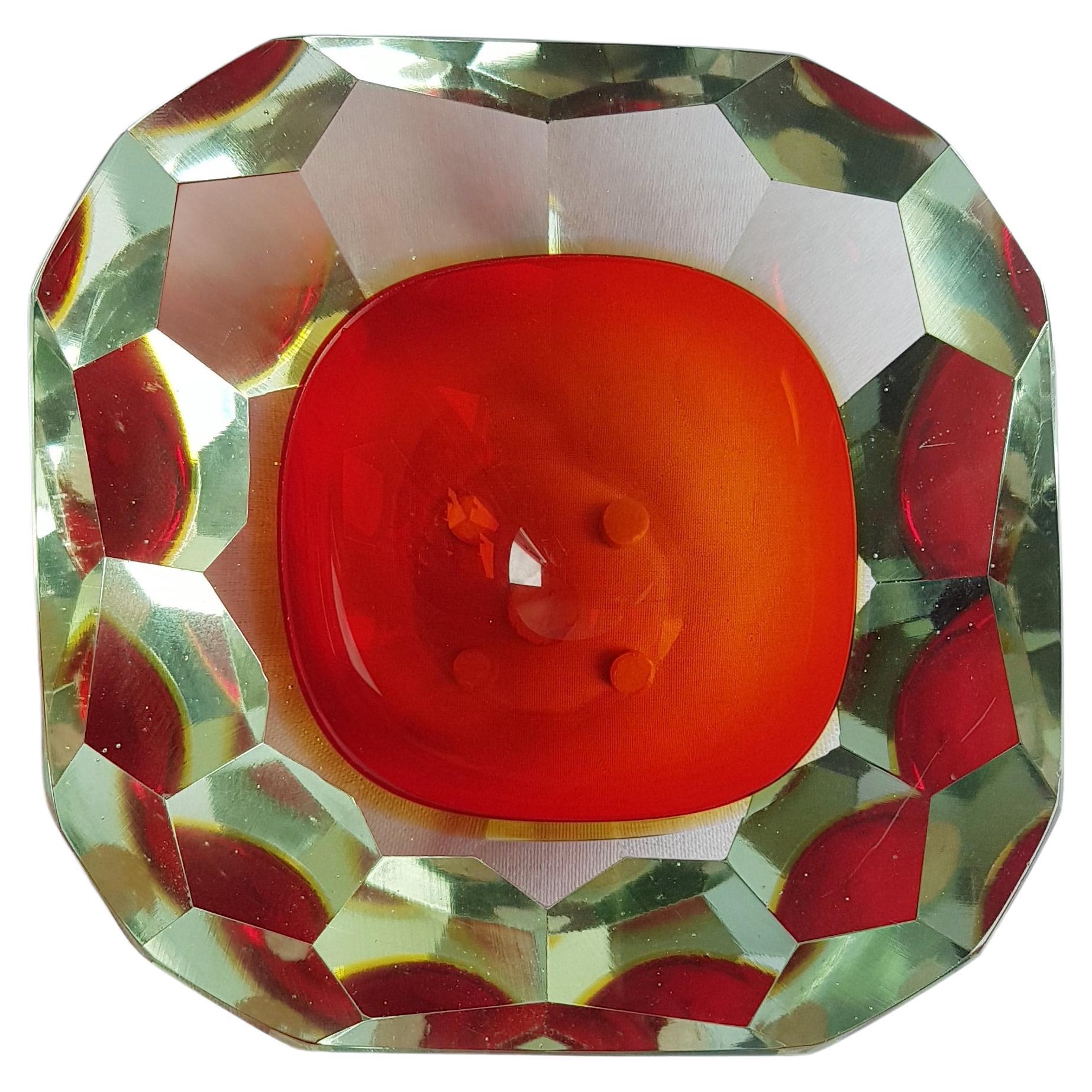 Middle of century murano glass large brilliant faceted geode  For Sale