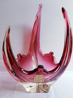 Middle of Century Murano Glass Large Sommerso Bowl by Fratelli Toso