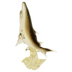 Middle  of century Murano Glass large Sommerso Shark, Formia Murano