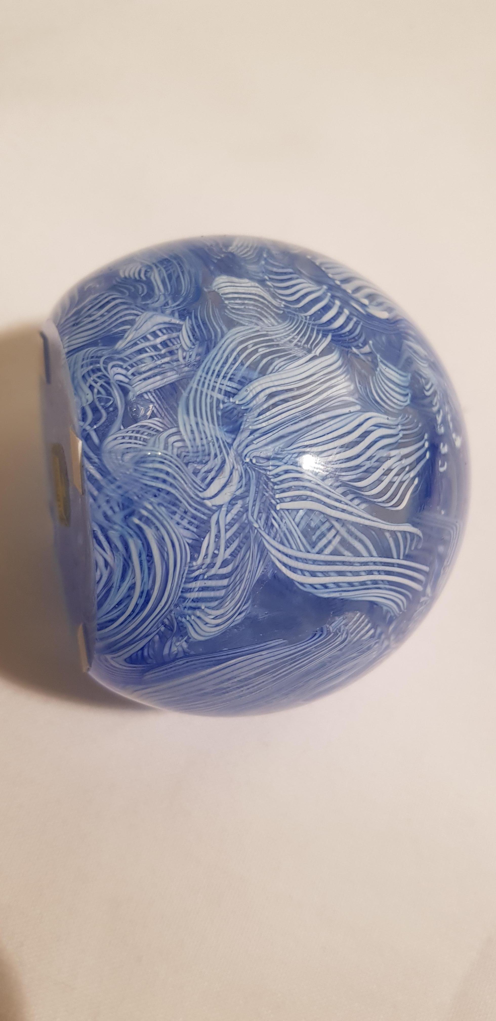Italian Middle of Century Murano Glass Lattice Paperweight For Sale