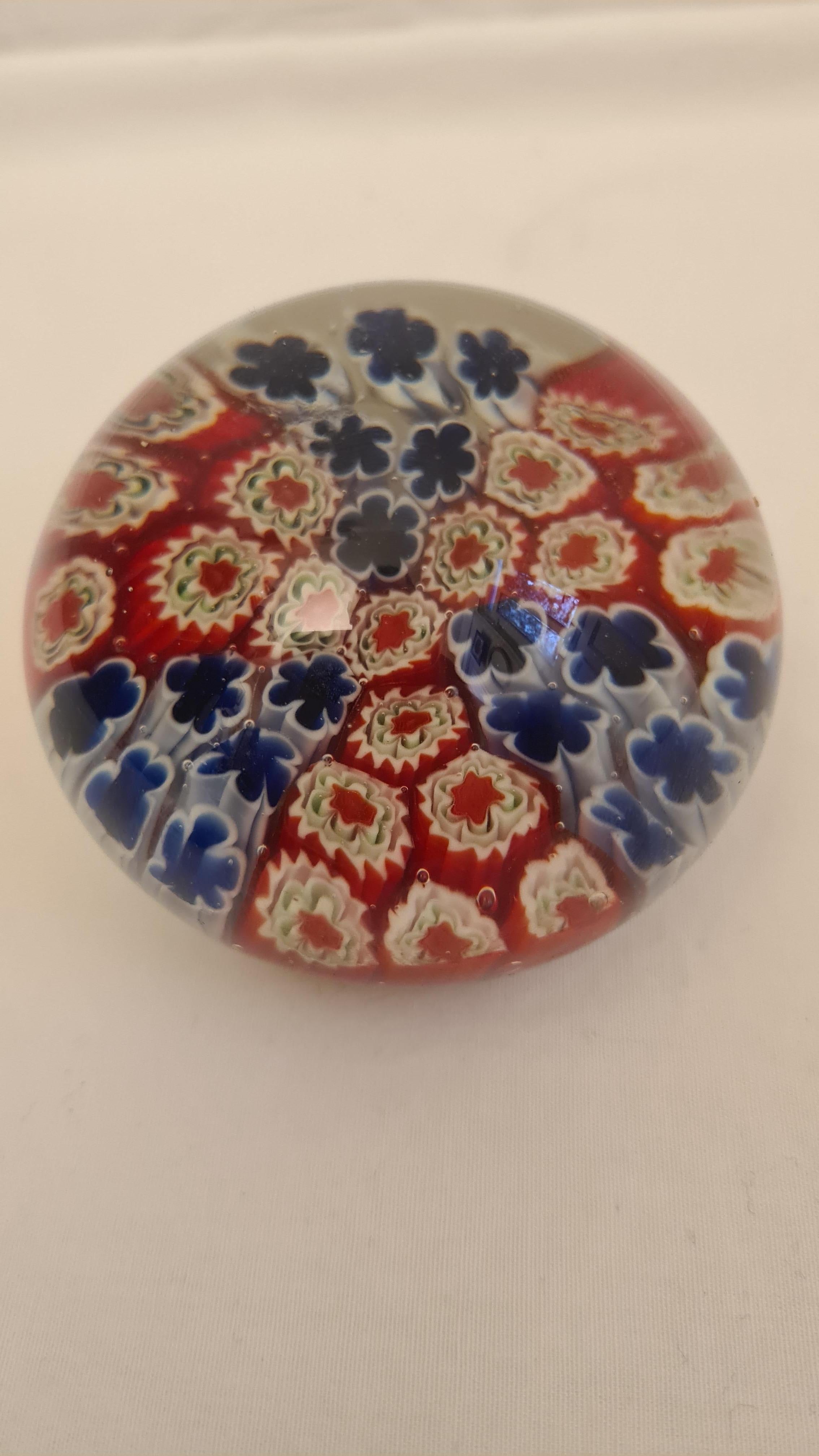 Hand-Crafted Middle of Century Murano Glass Millefiore Paperweights For Sale