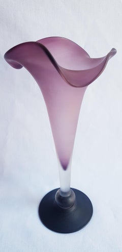Middle of Century Murano Glass Purple Frosted Vase