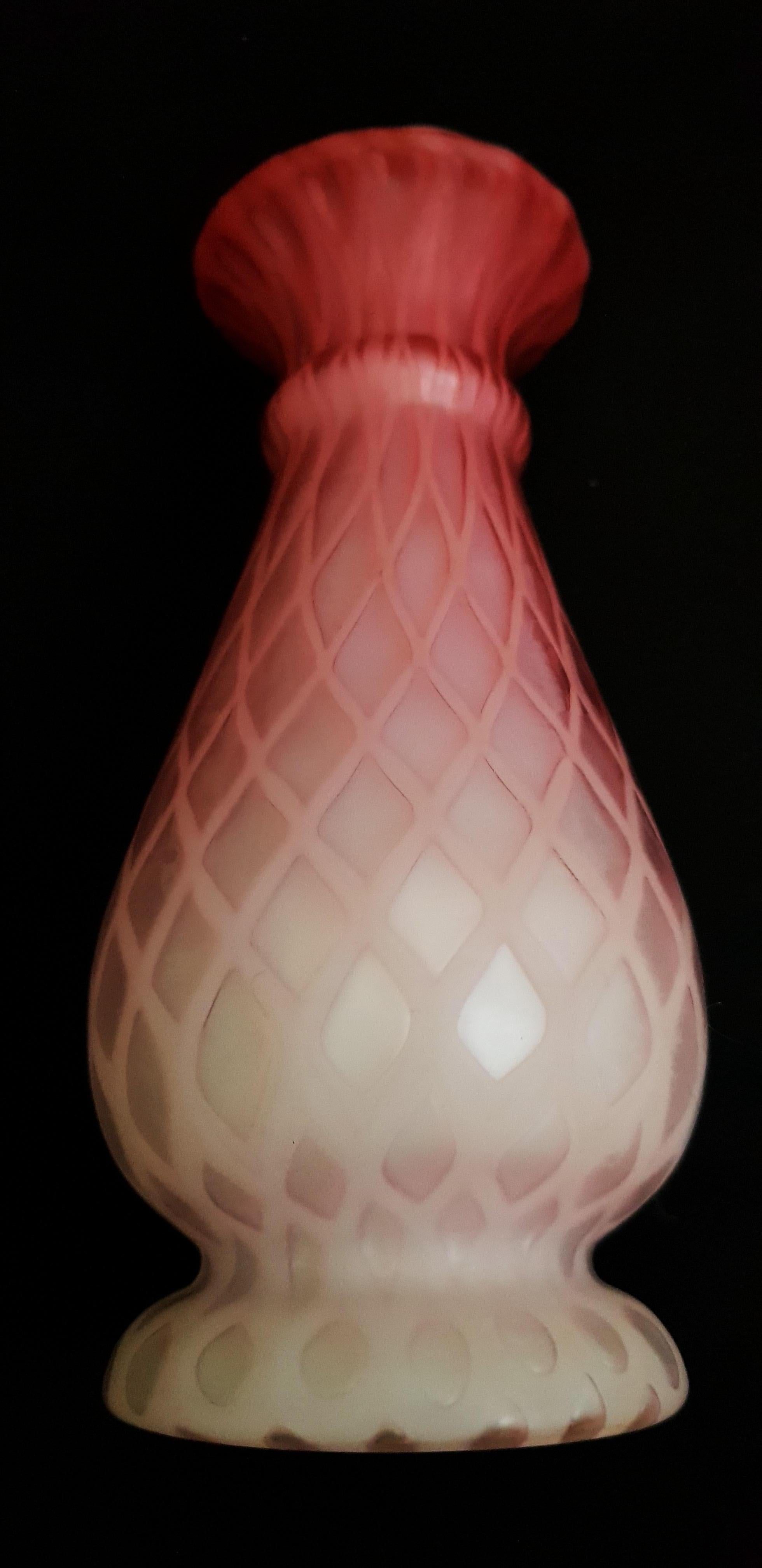 Hand-Crafted Middle of Century Murano Glass Satin Vase For Sale