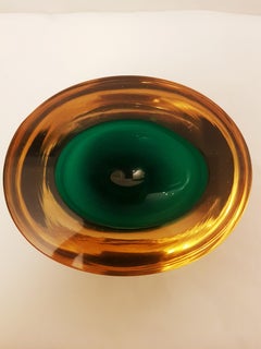 Middle of Century Murano Glass Somerso Caviar Geode by Flavio Poli