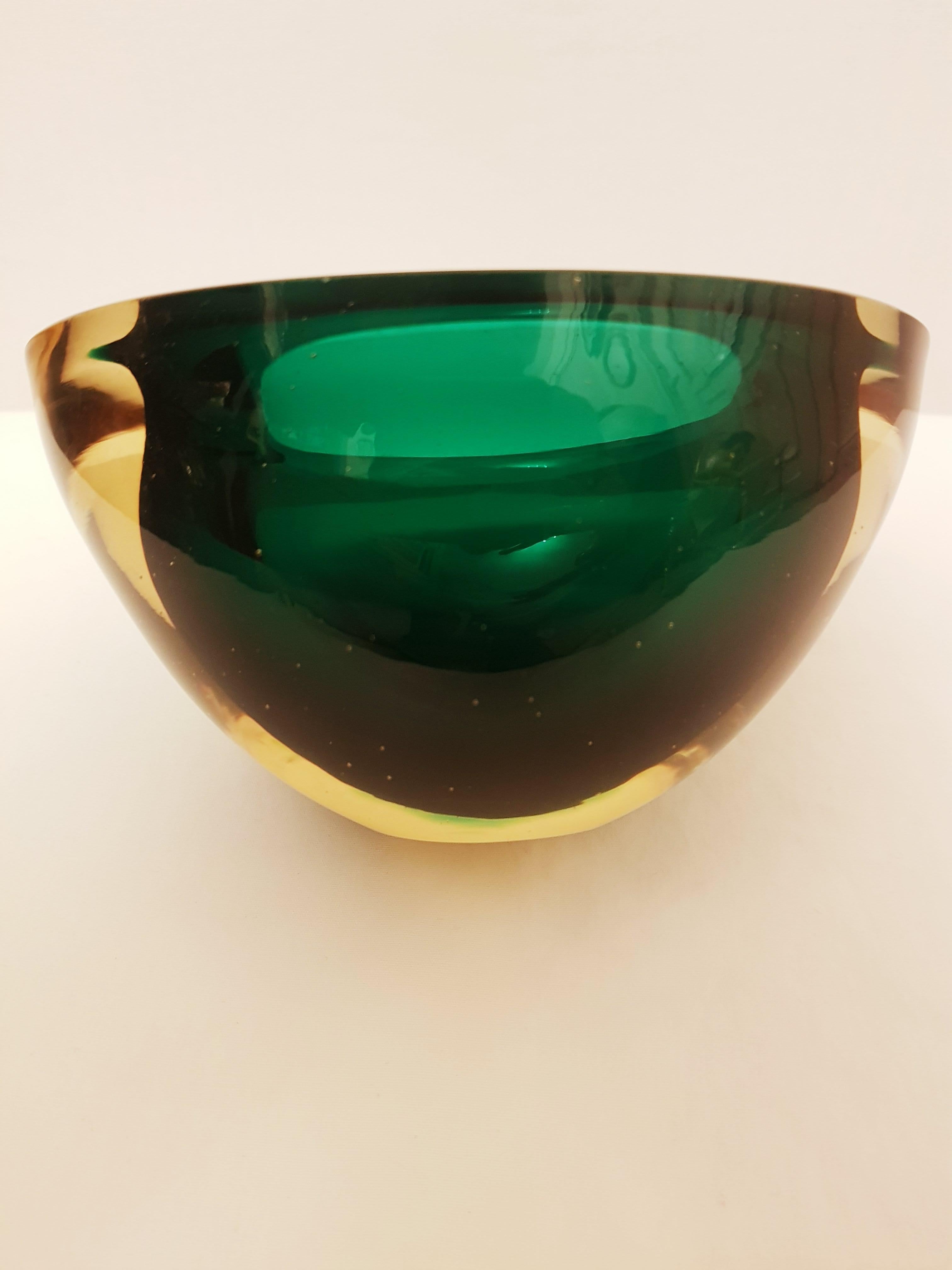 Art Deco Middle of Century Murano Glass Somerso Caviar Geode by Flavio Poli