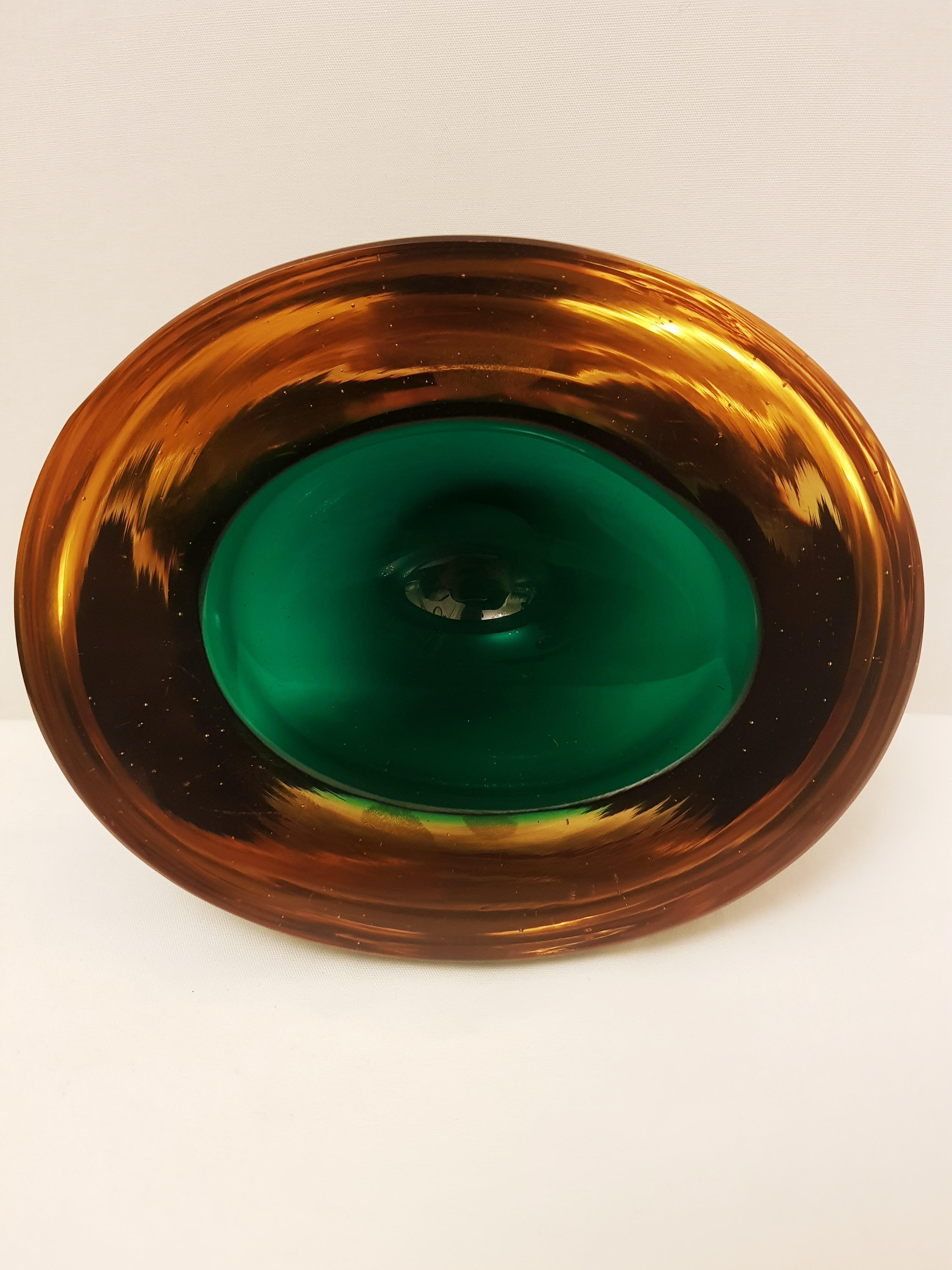 Hand-Crafted Middle of Century Murano Glass Somerso Caviar Geode by Flavio Poli