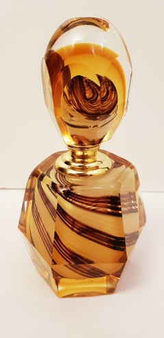 Middle of Century Murano Glass Somerso Perfume Bottle Filigrana