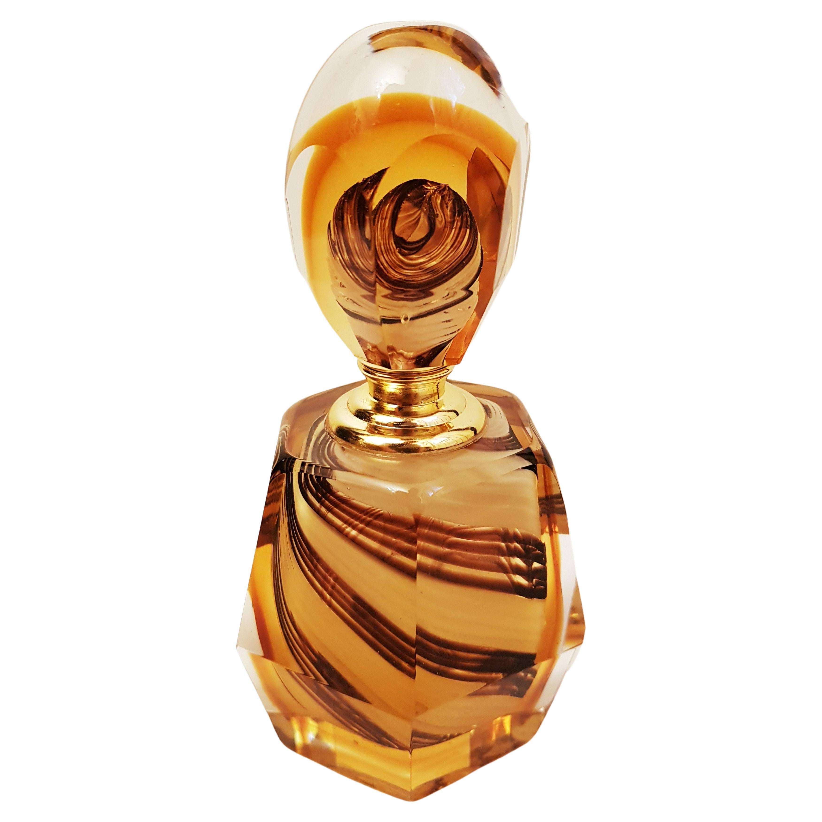 Middle of Century Murano Glass Somerso Perfume Bottle Filigrana For Sale