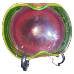 Middle of Century Murano Glass Somerso Uranium Bowl