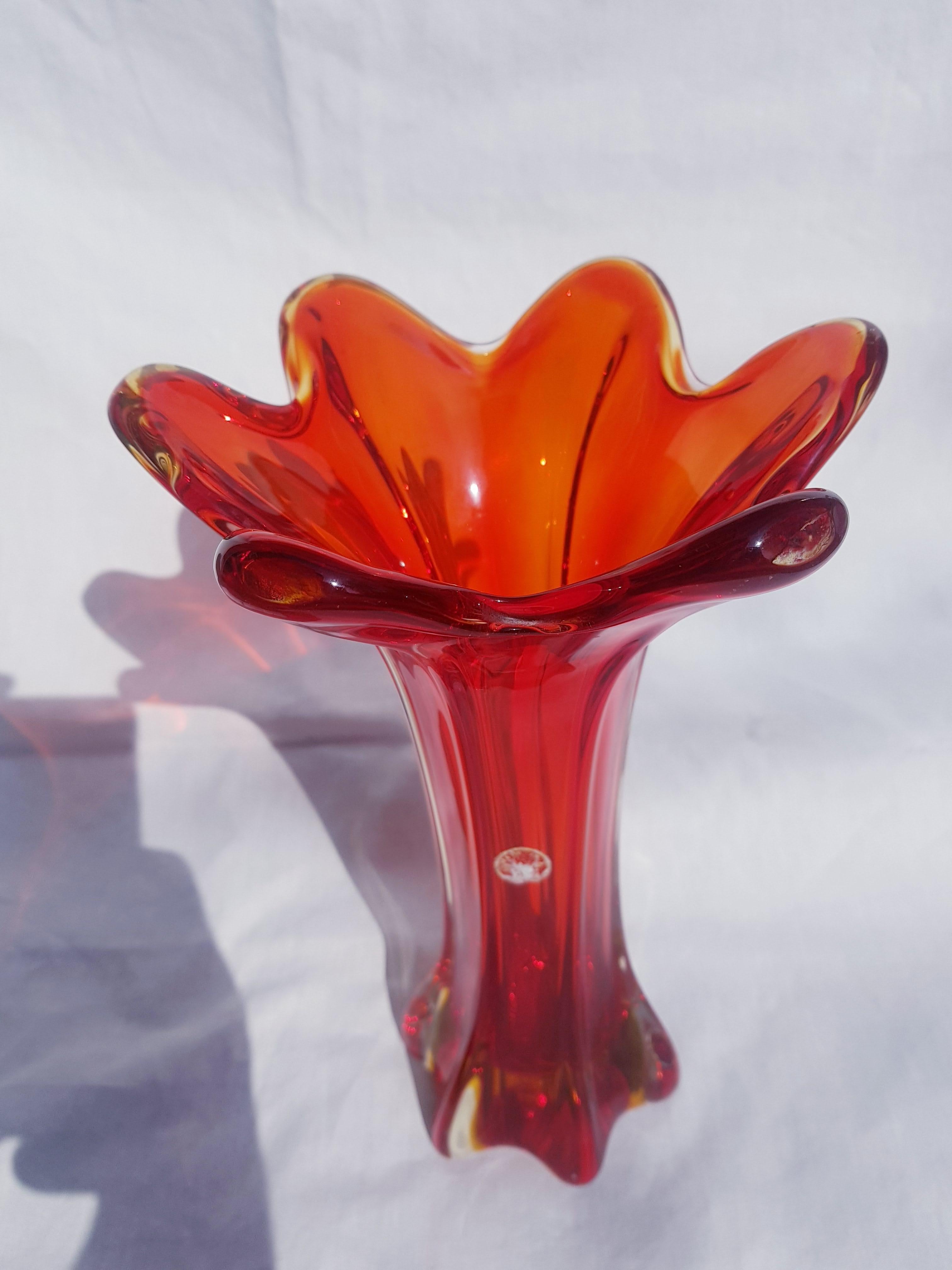 Art Deco Seguso vetri D'arte amberina vase For Sale