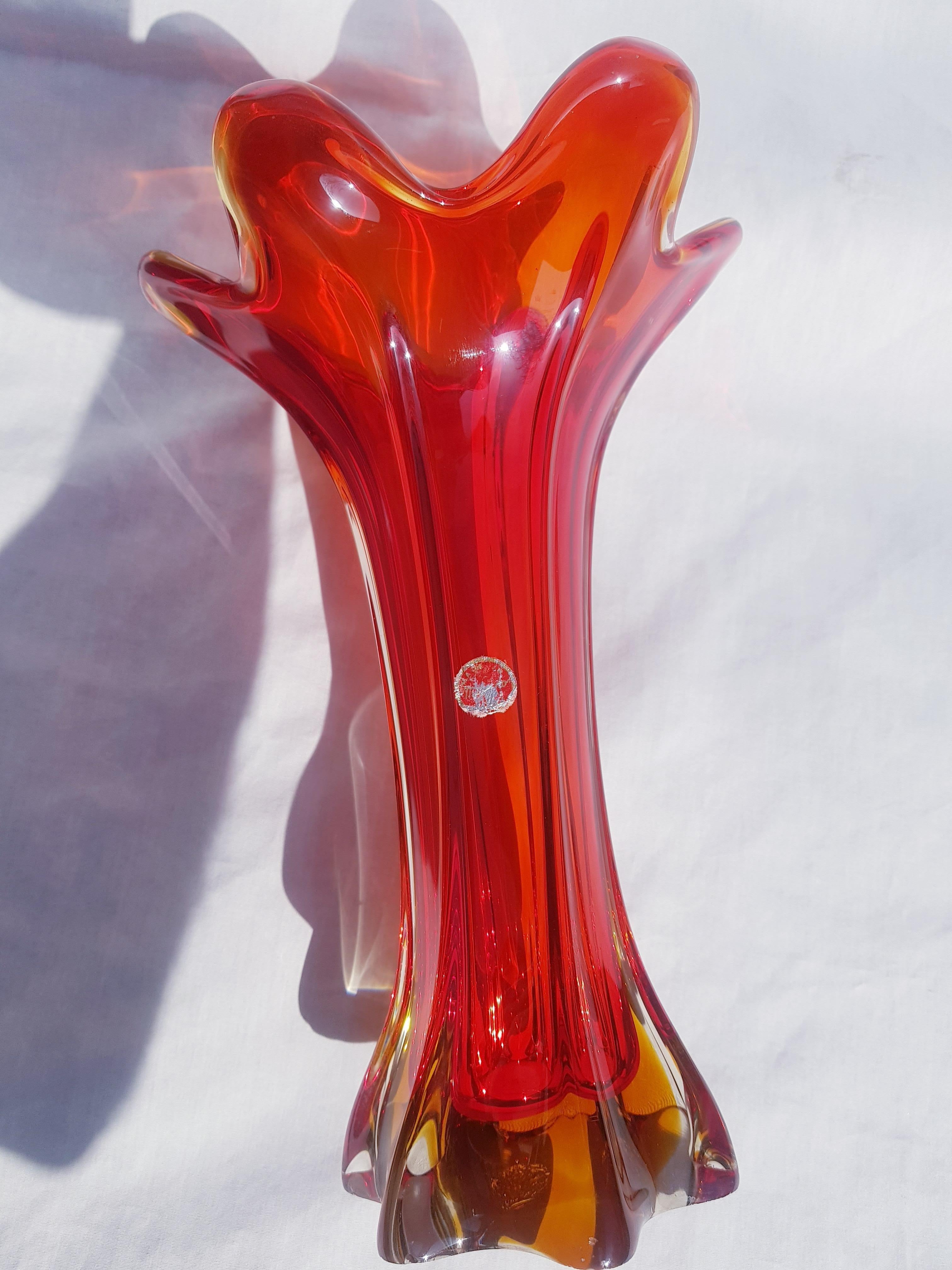 Italian Seguso vetri D'arte amberina vase For Sale