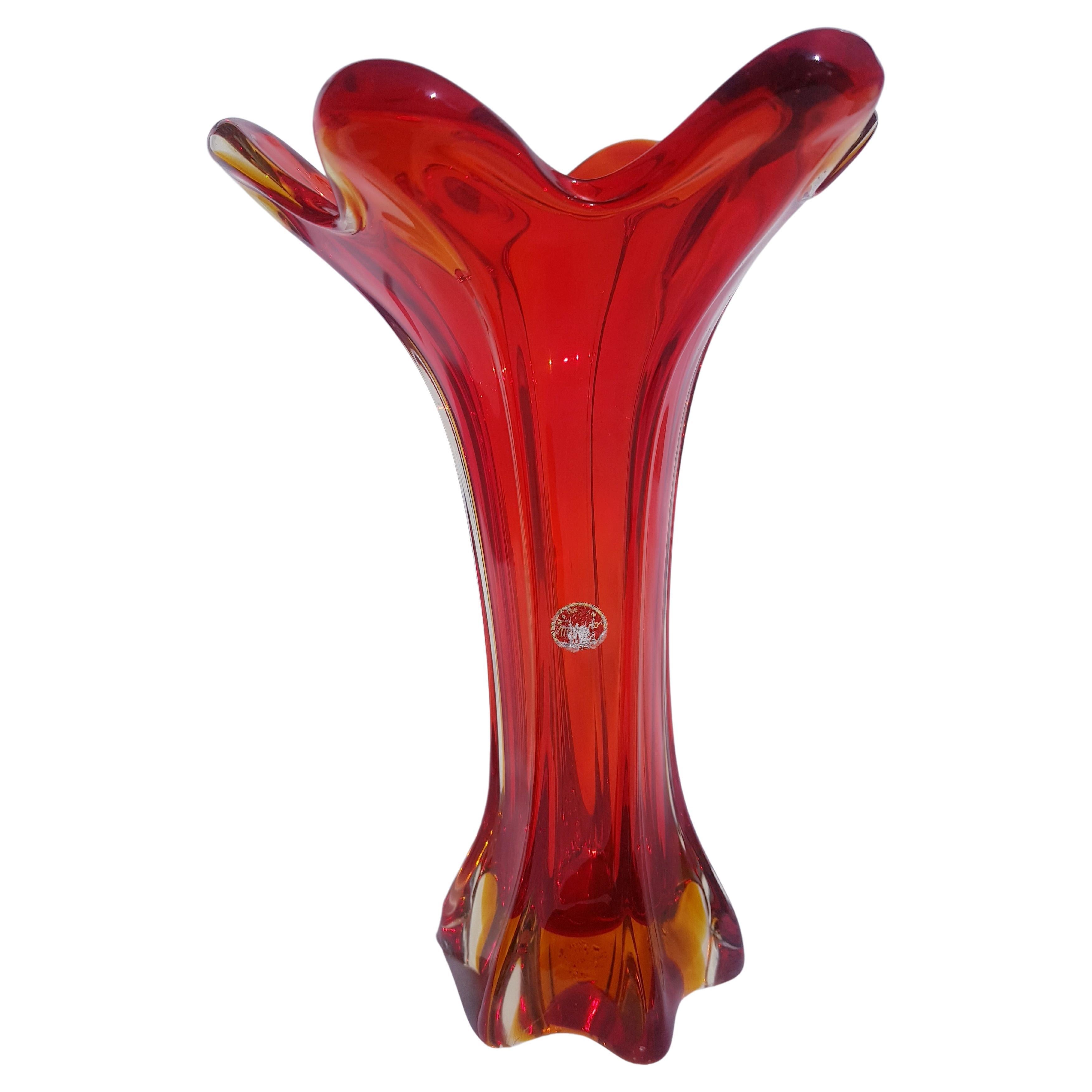 Seguso vetri D'arte amberina vase For Sale