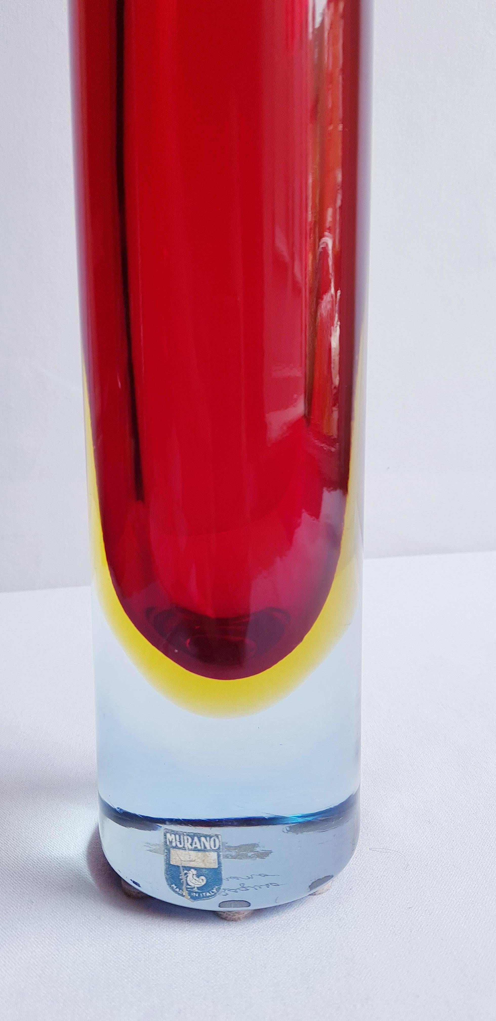 Middle of Century Murano Glass Somerso Vase Poli for Seguso Vetri d'Arte For Sale 3