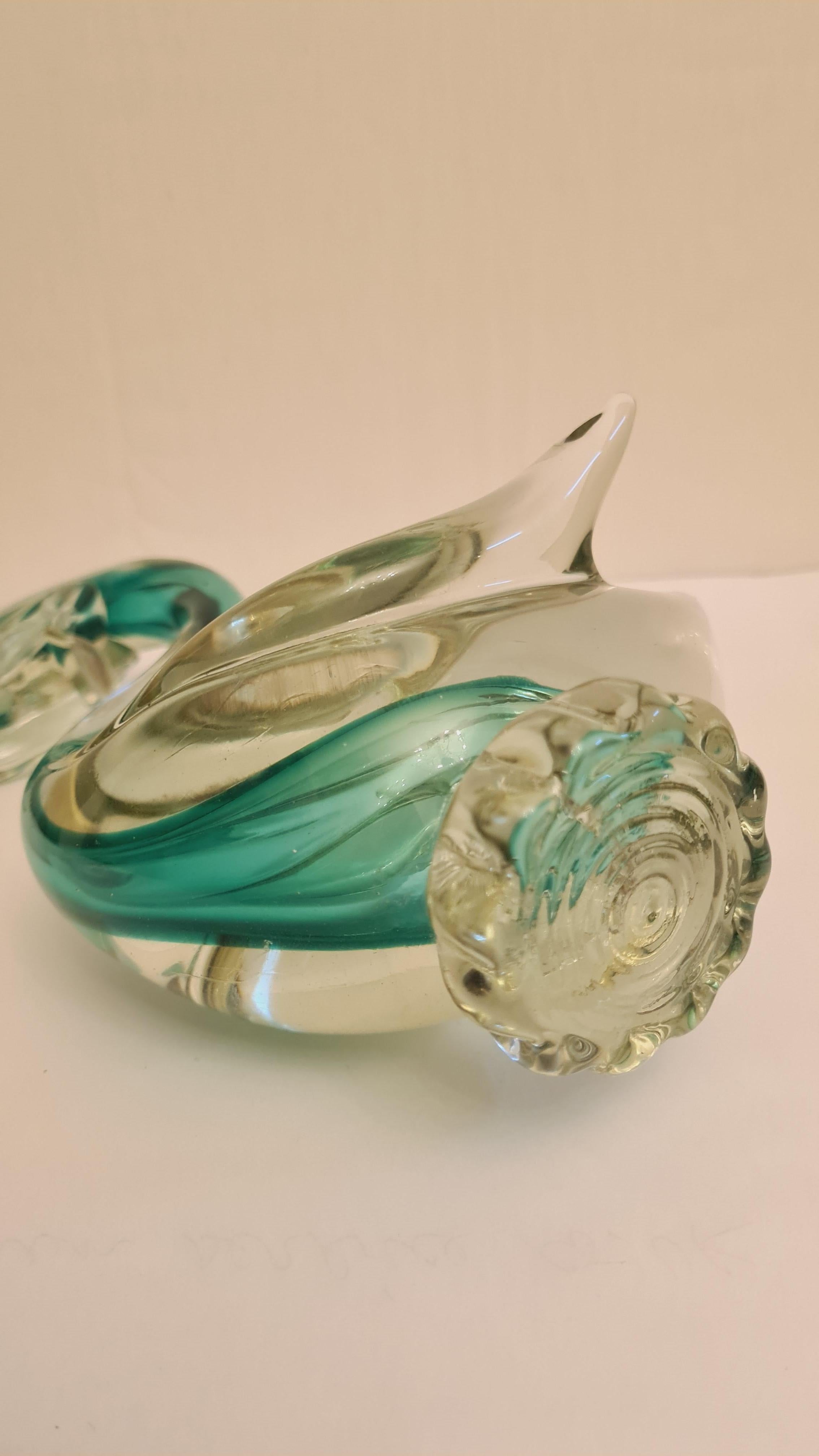 Italian Middle of Century Murano Glass Sommerso Bird For Sale