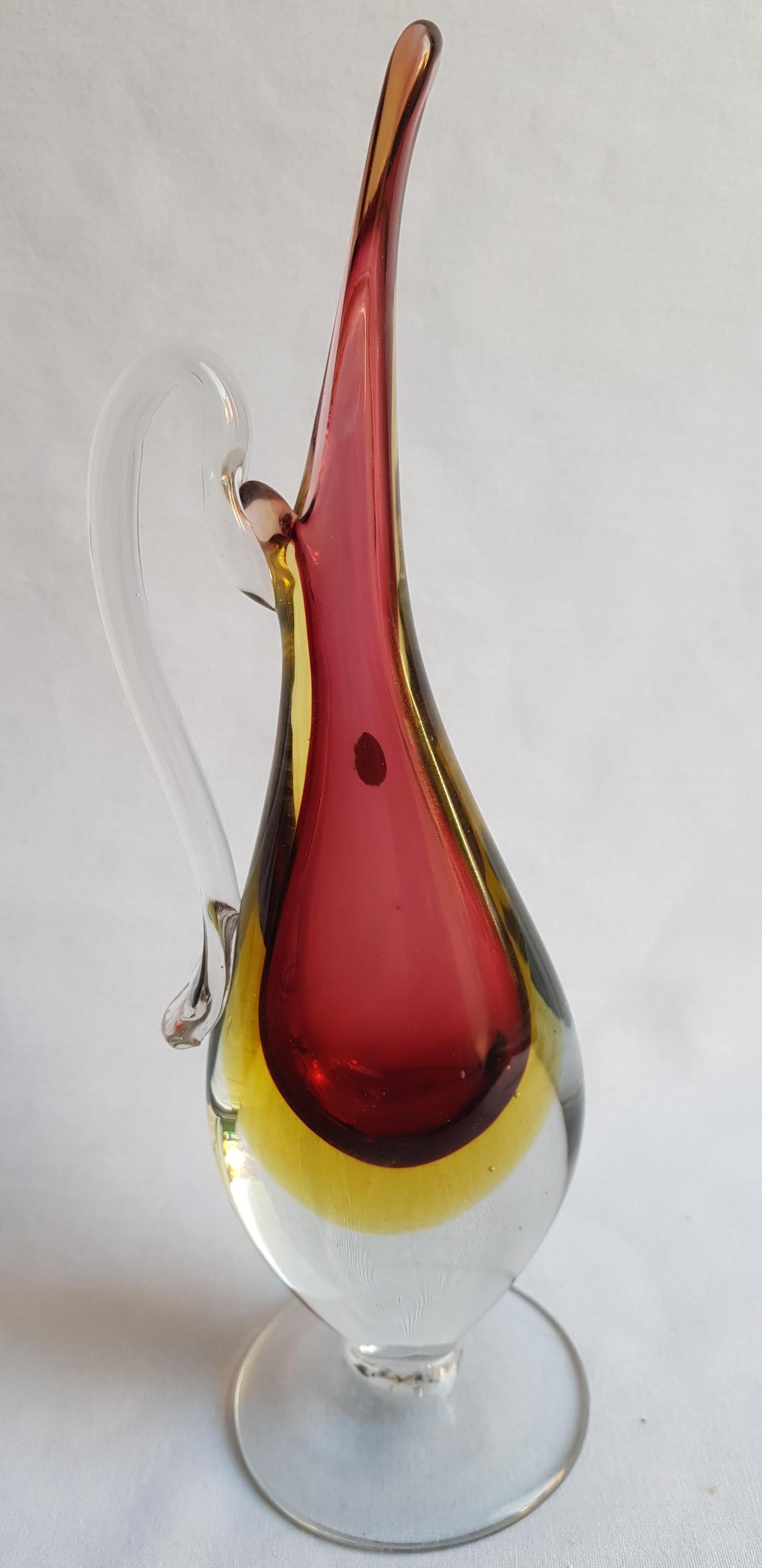 Art Deco Middle  of century Murano Glass Sommerso Carafe For Sale