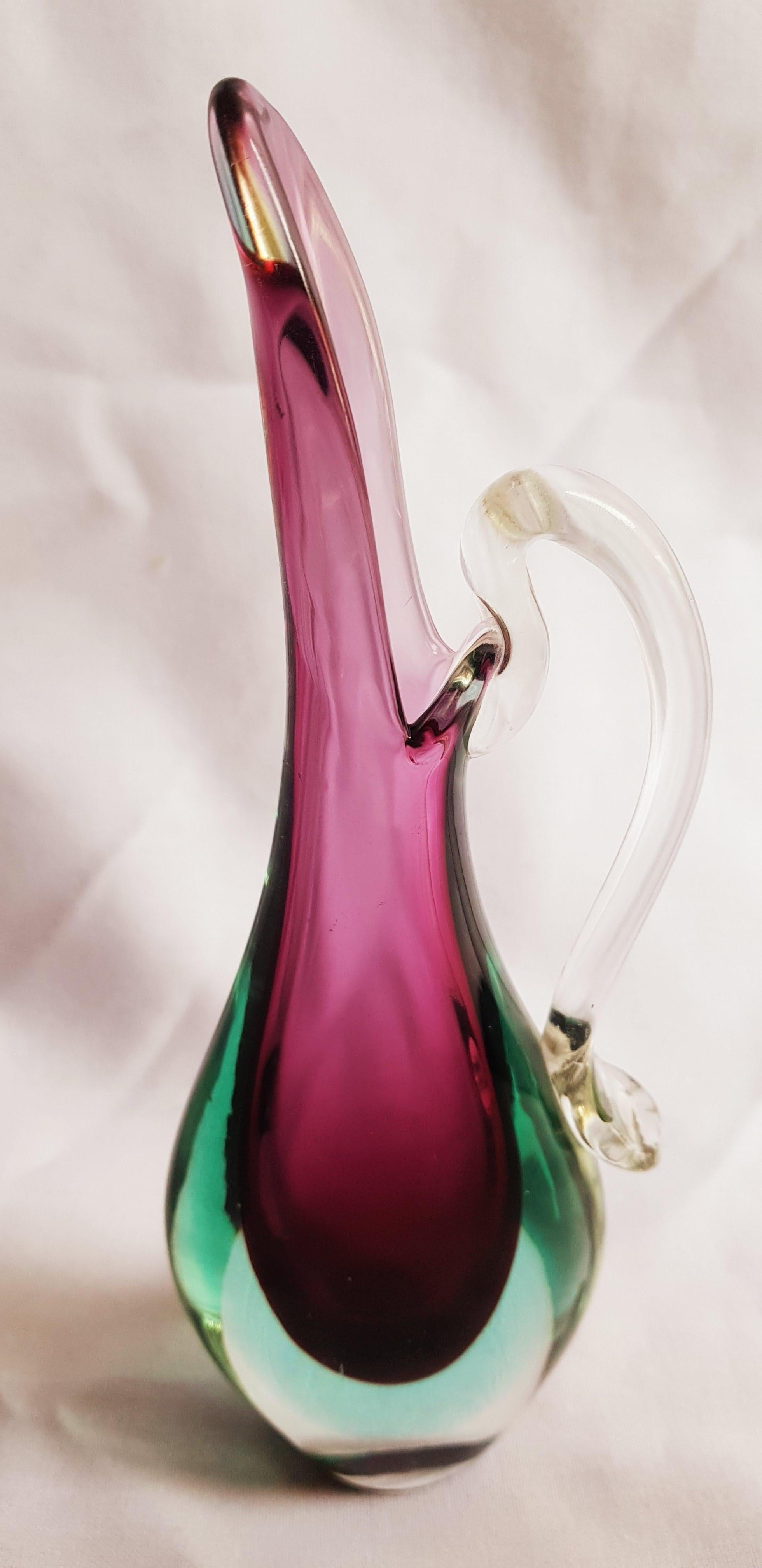 Art Deco Middle of Century Murano Glass Sommerso Carafe For Sale