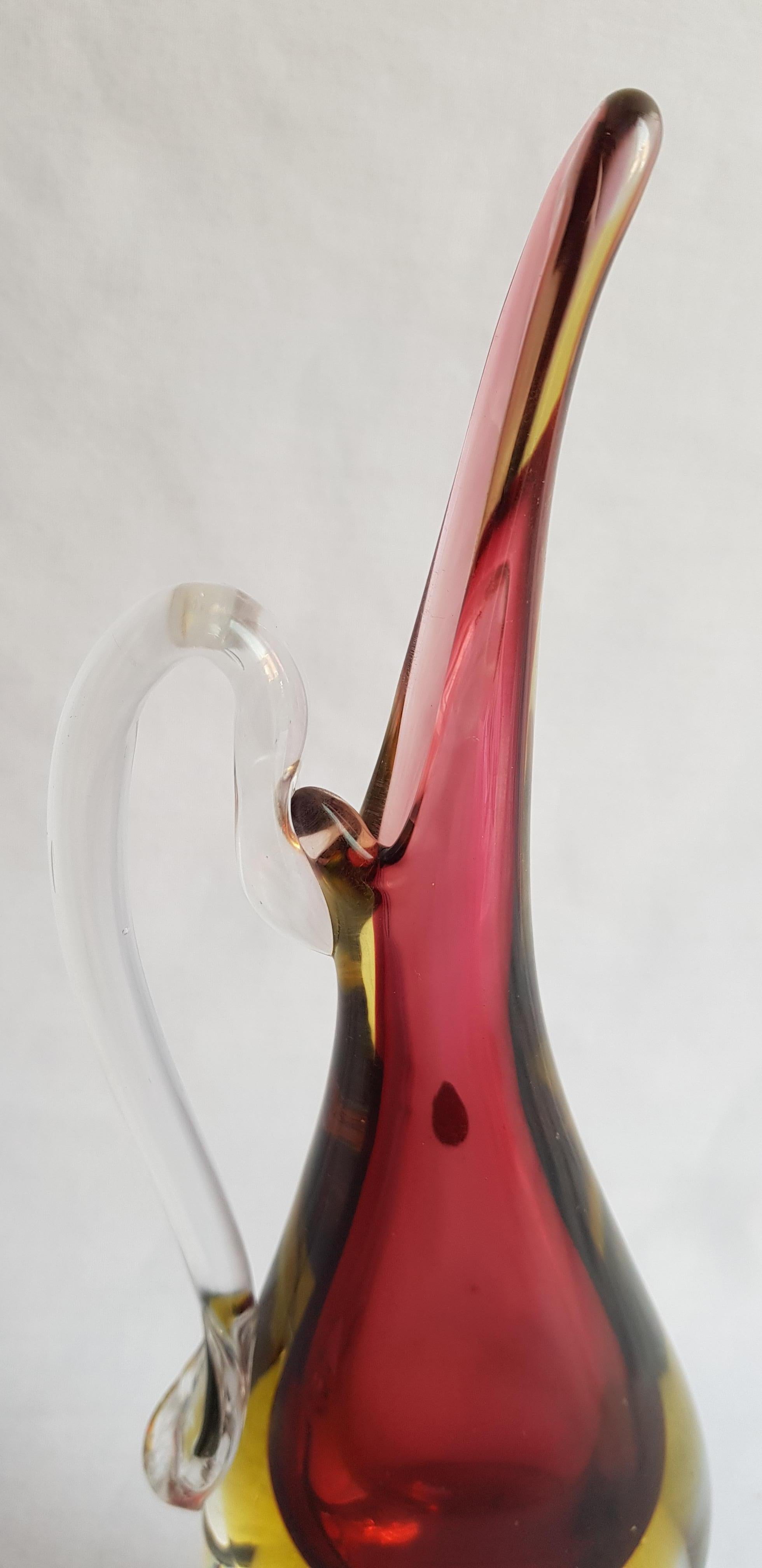 Hand-Crafted Middle  of century Murano Glass Sommerso Carafe For Sale