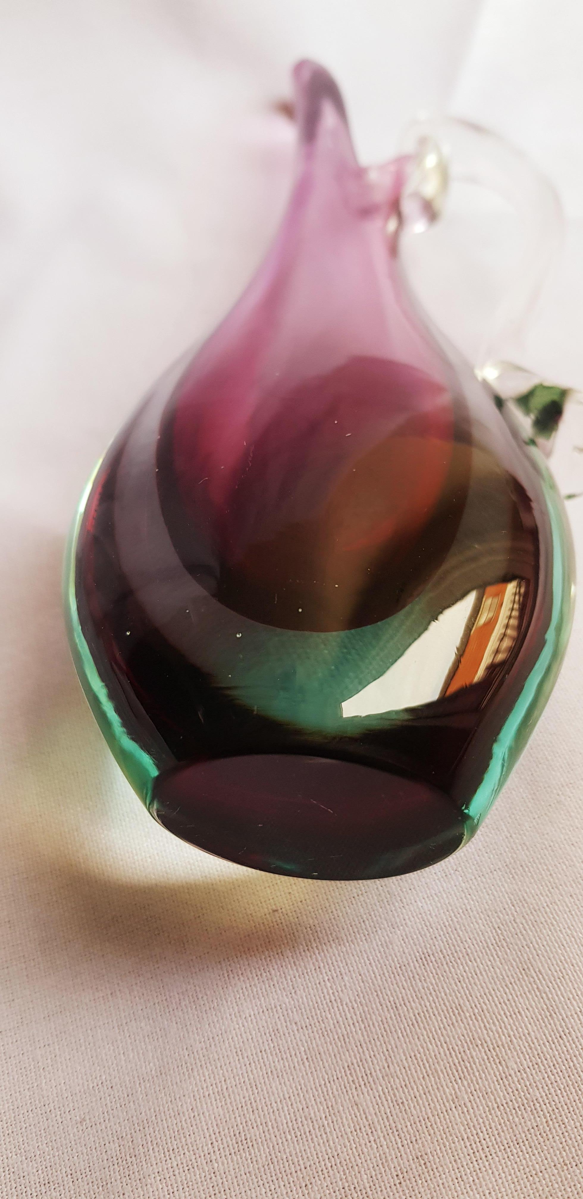 Hand-Crafted Middle of Century Murano Glass Sommerso Carafe For Sale