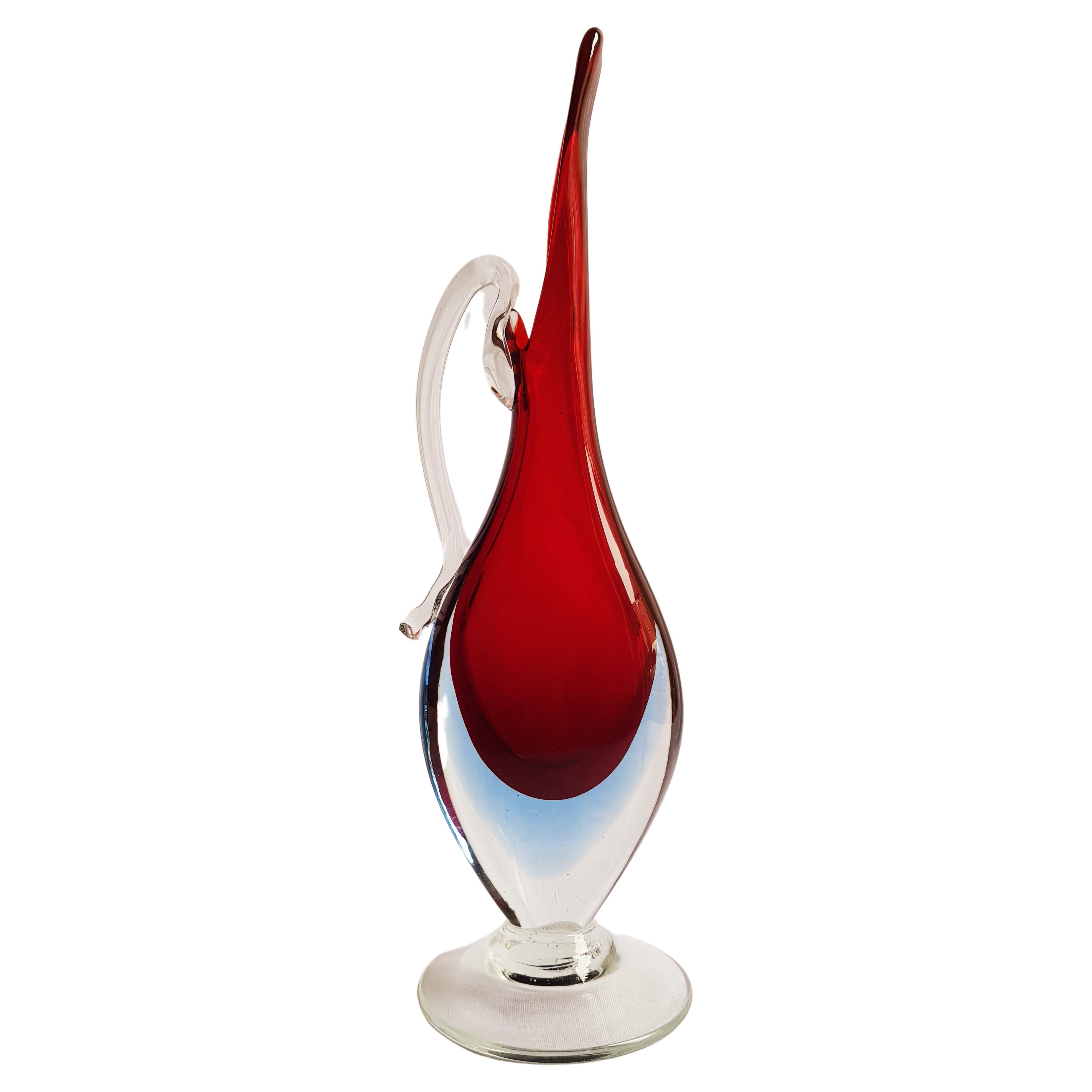 Middle of Century Murano Glass Sommerso Carafe For Sale
