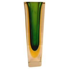 Middle of Century Murano Glass Sommerso Faceted Vase
