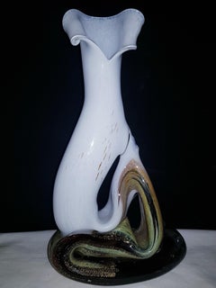 Middle of Century Murano Glass Vase with Gold Leaf